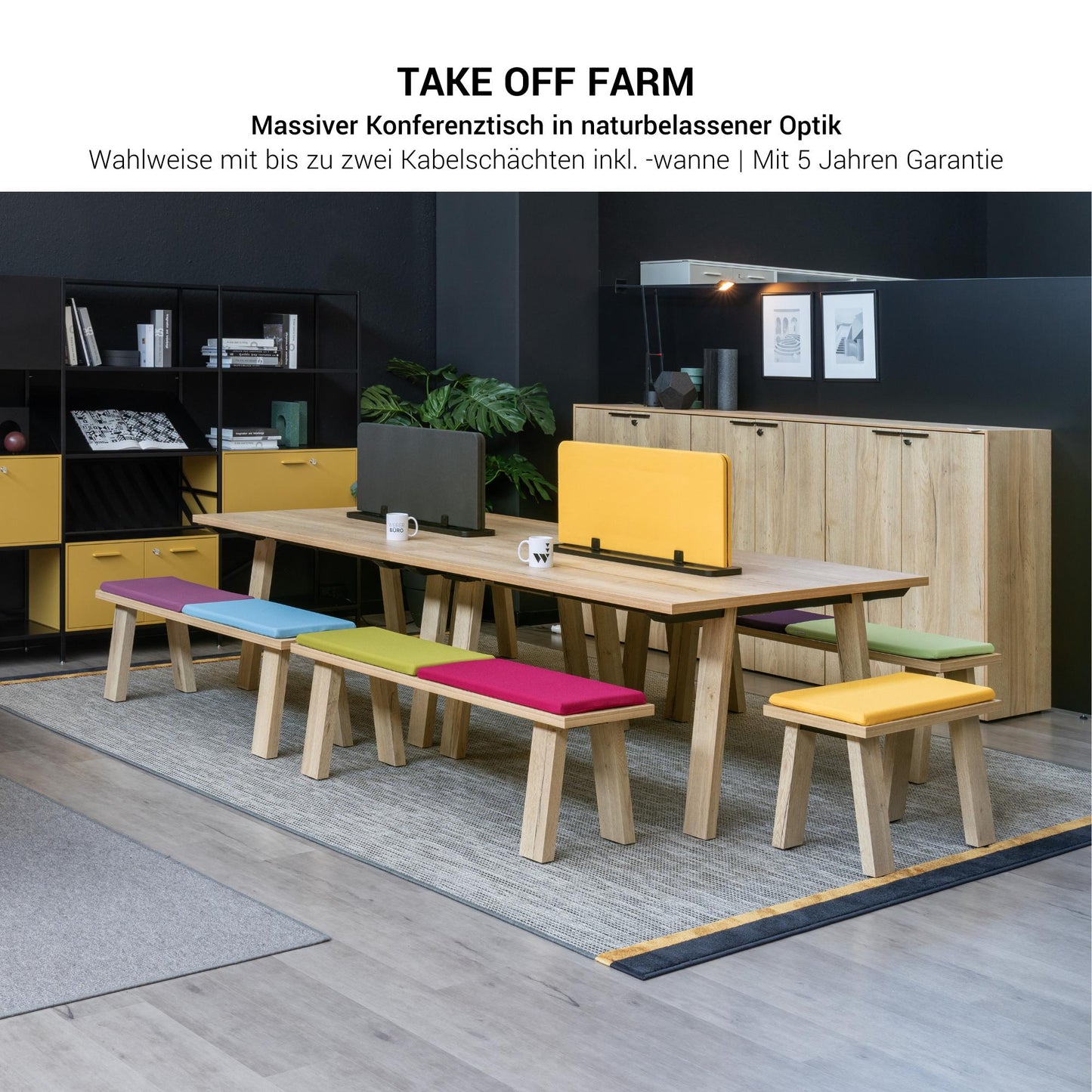 BRALCO TAKE OFF FARM Conference table | 1800 - 2760 mm (8 - 12 persons), cable flap optional, wild oak