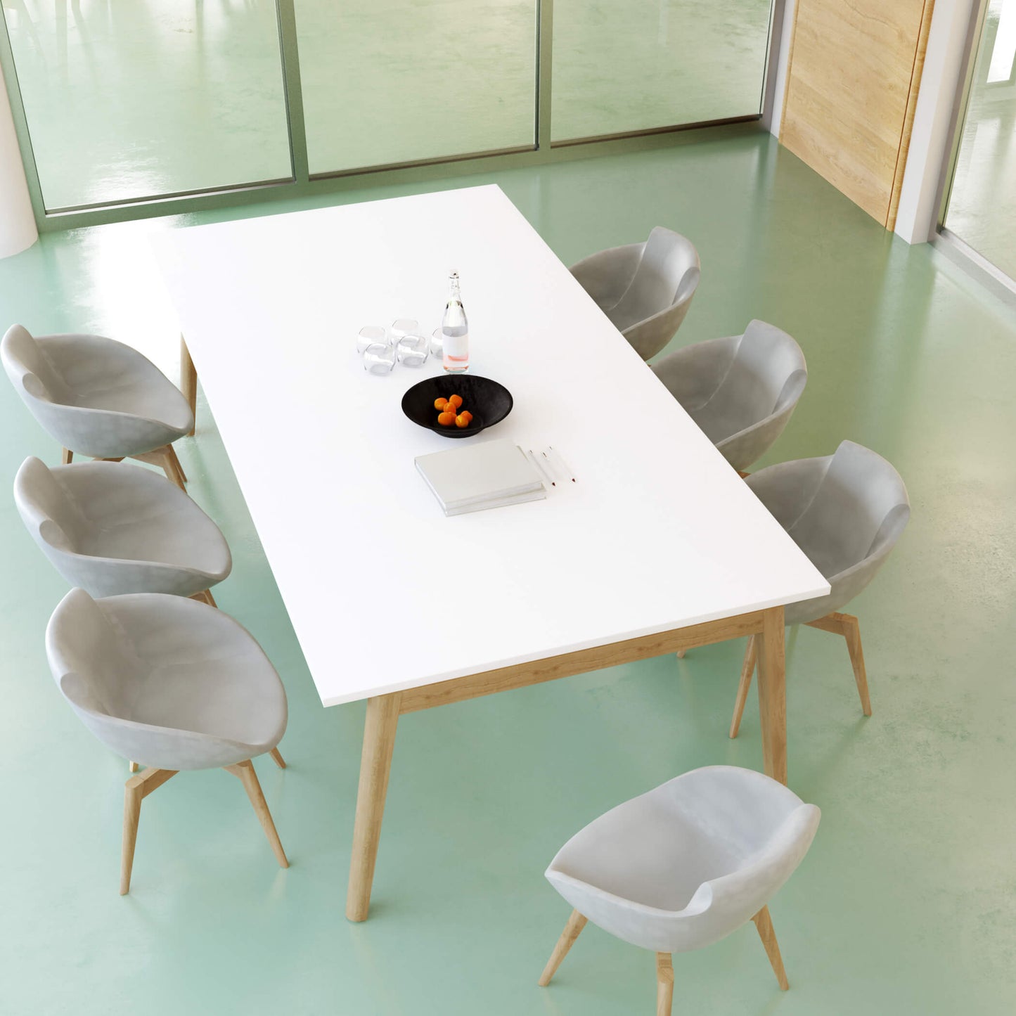 NOVA WOOD Tableau de conférence | Cadre en bois massif, 2400 x 1200 mm, blanc