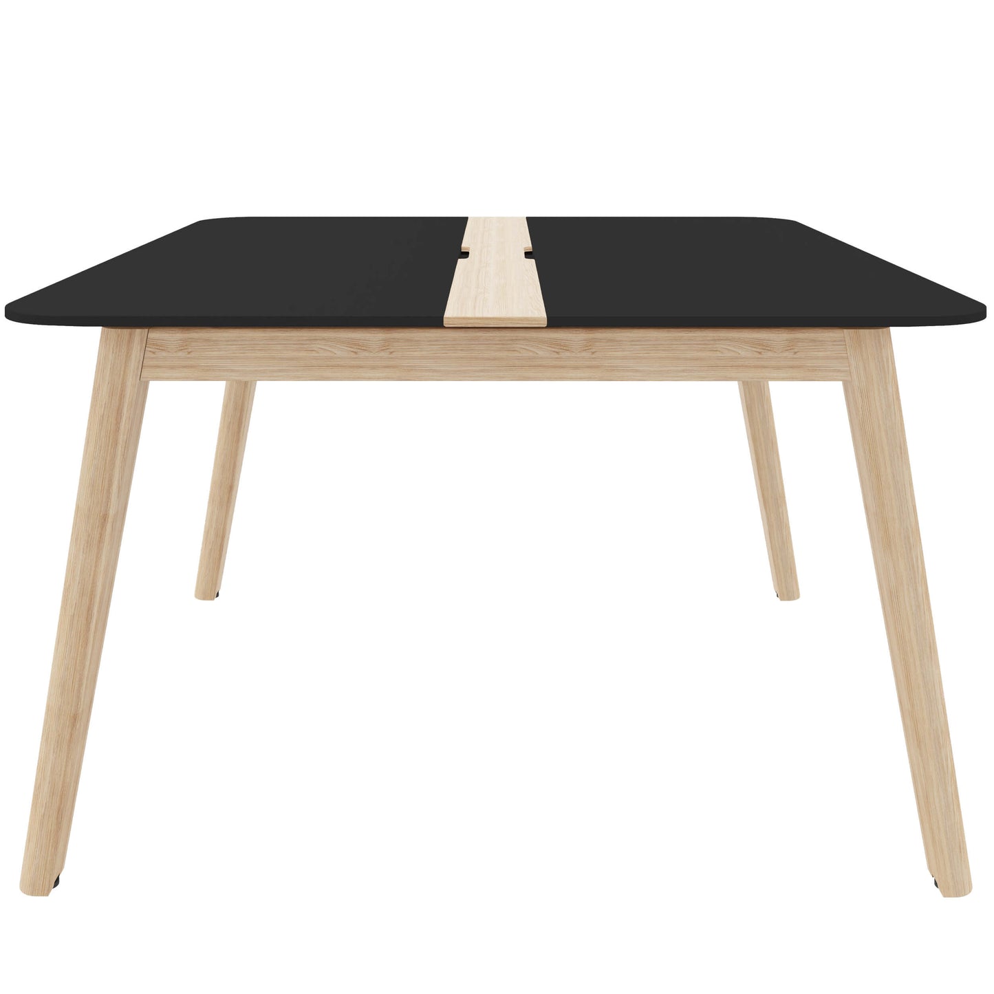 NOVA WOOD conference table | Electrified, solid wood frame, 1200 x 1200 mm, HPL FENIX Black