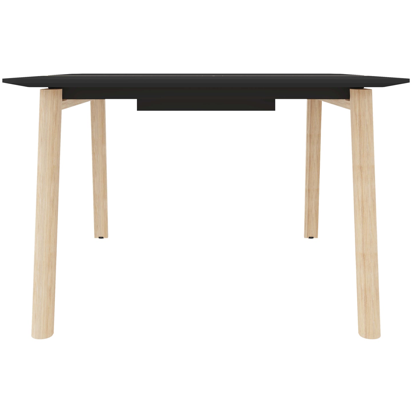 NOVA WOOD conference table | Electrified, solid wood frame, 1200 x 1200 mm, HPL FENIX Black