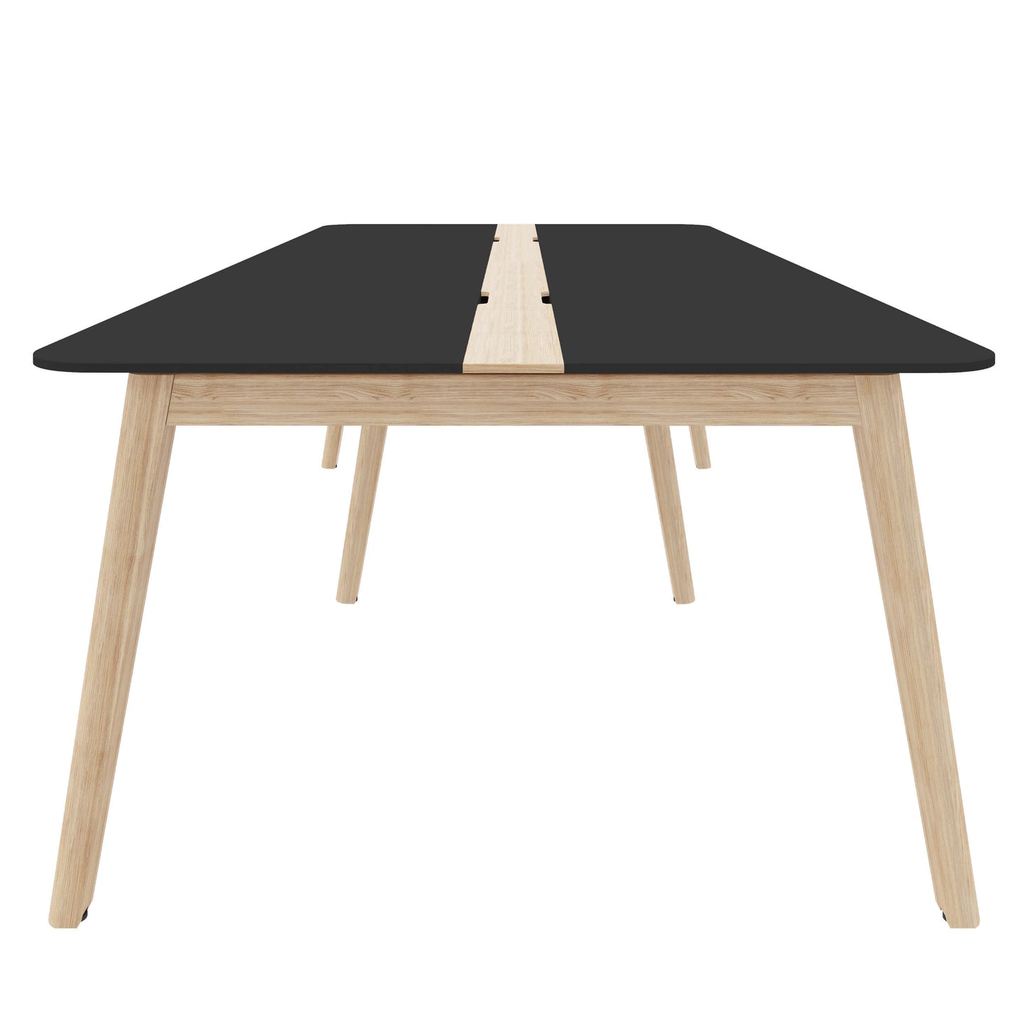 NOVA WOOD Konferenztisch | Elektrifiziert, Massivholz-Gestell, 2400 x 1200 mm, HPL FENIX Schwarz
