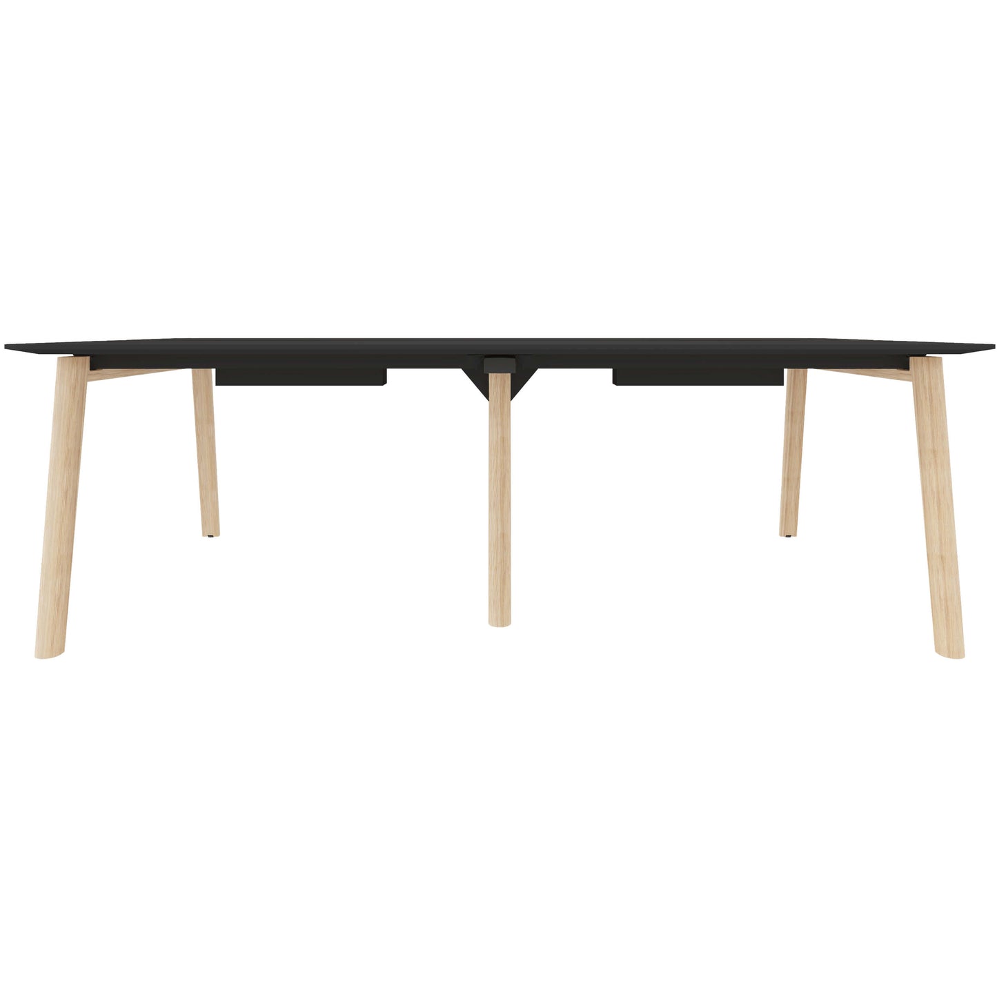NOVA WOOD Konferenztisch | Elektrifiziert, Massivholz-Gestell, 2400 x 1200 mm, HPL FENIX Schwarz