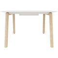 NOVA WOOD Konferenztisch | Elektrifiziert, Massivholz-Gestell, 1200 x 1200 mm, HPL Weiß - 4 Thumbnail Image
