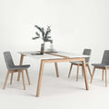 NOVA WOOD Konferenztisch | Elektrifiziert, Massivholz-Gestell, 1200 x 1200 mm, HPL Weiß - 1 Thumbnail Image