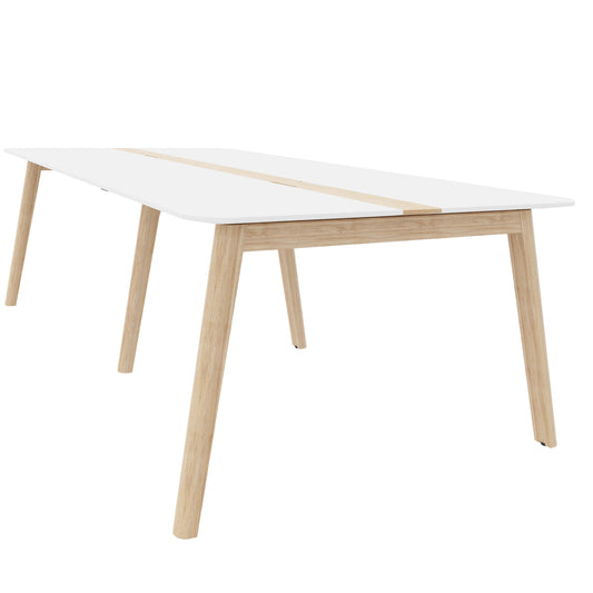 NOVA WOOD Tabella della conferenza | Fiame di legno elettrificato, in legno massiccio, 2400 x 1200 mm, HPL White