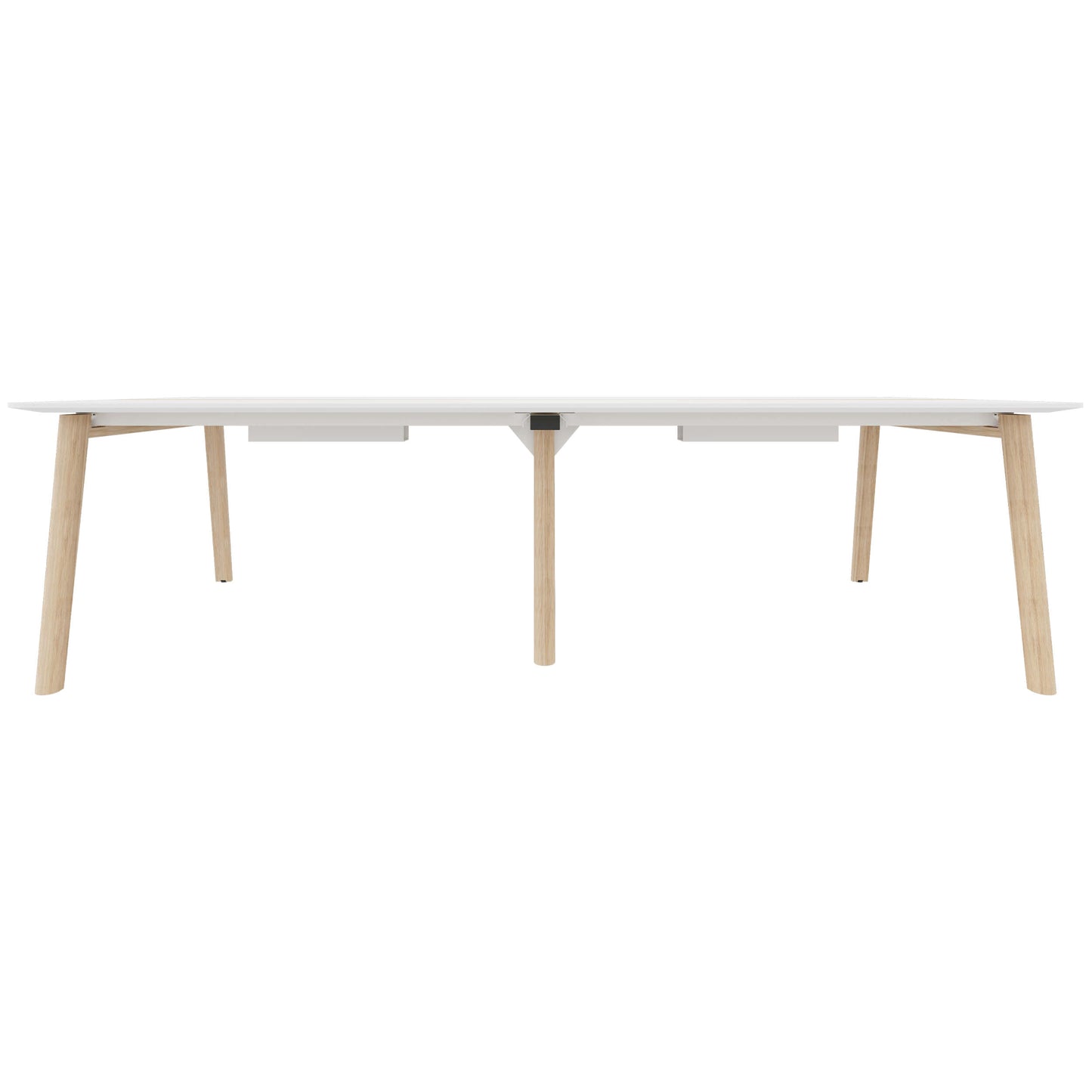 NOVA WOOD Conference table | Electrified, solid wood frame, 2800 x 1200 mm, HPL white