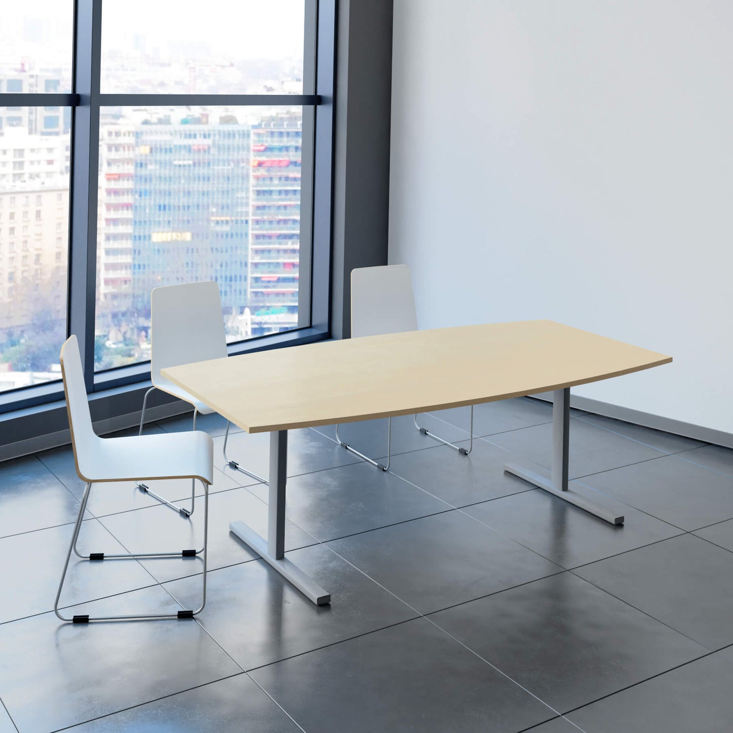 T-EASY conference table | boat shape, 1800 - 2000 mm (6 - 10 people), maple