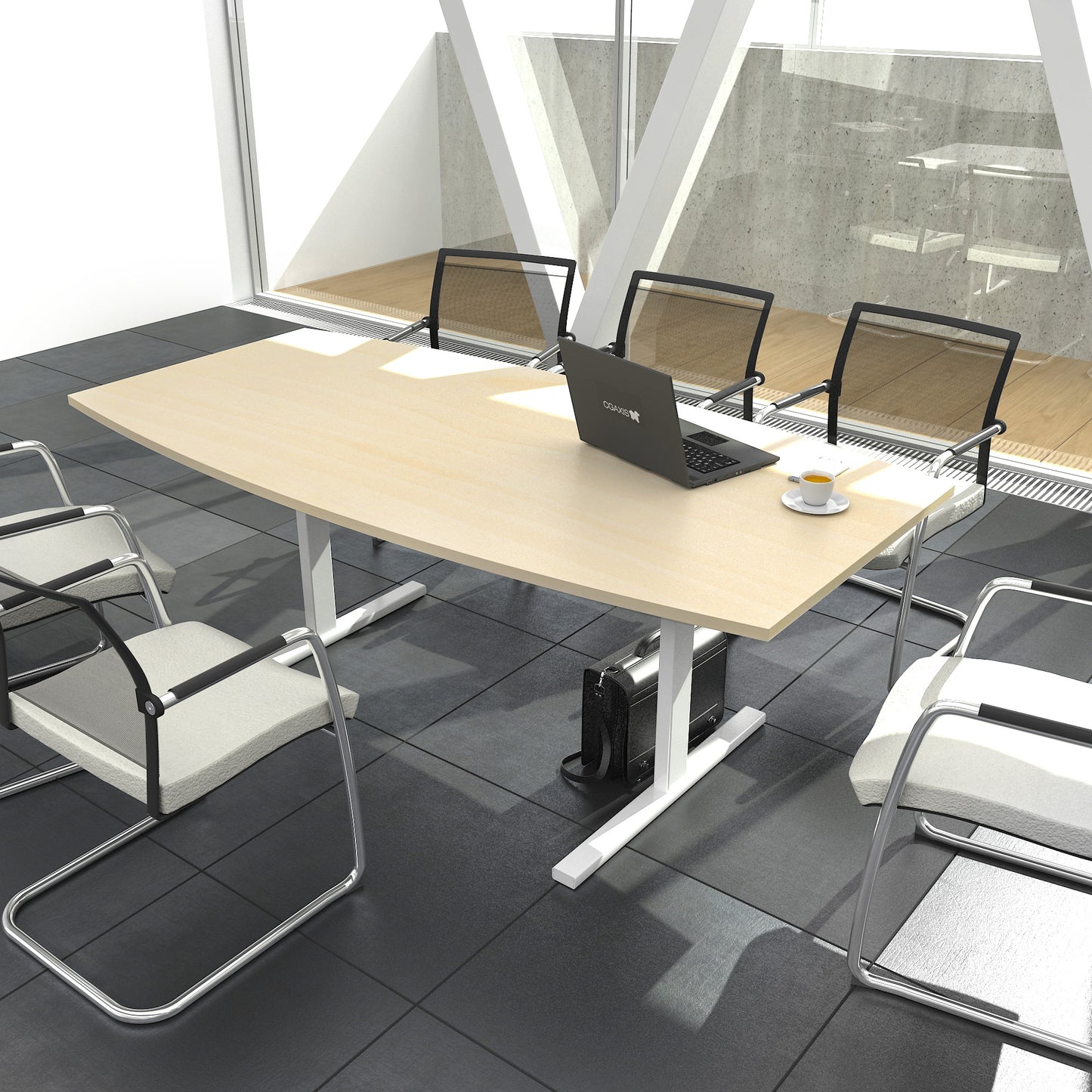 T-EASY conference table | boat shape, 1800 - 2000 mm (6 - 10 people), maple
