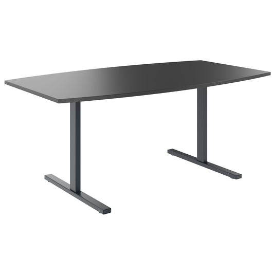 T-EASY Konferenztisch | Bootsform, 1800 - 2400 mm (6 - 10 Personen), Kabelklappe optional, Anthrazit