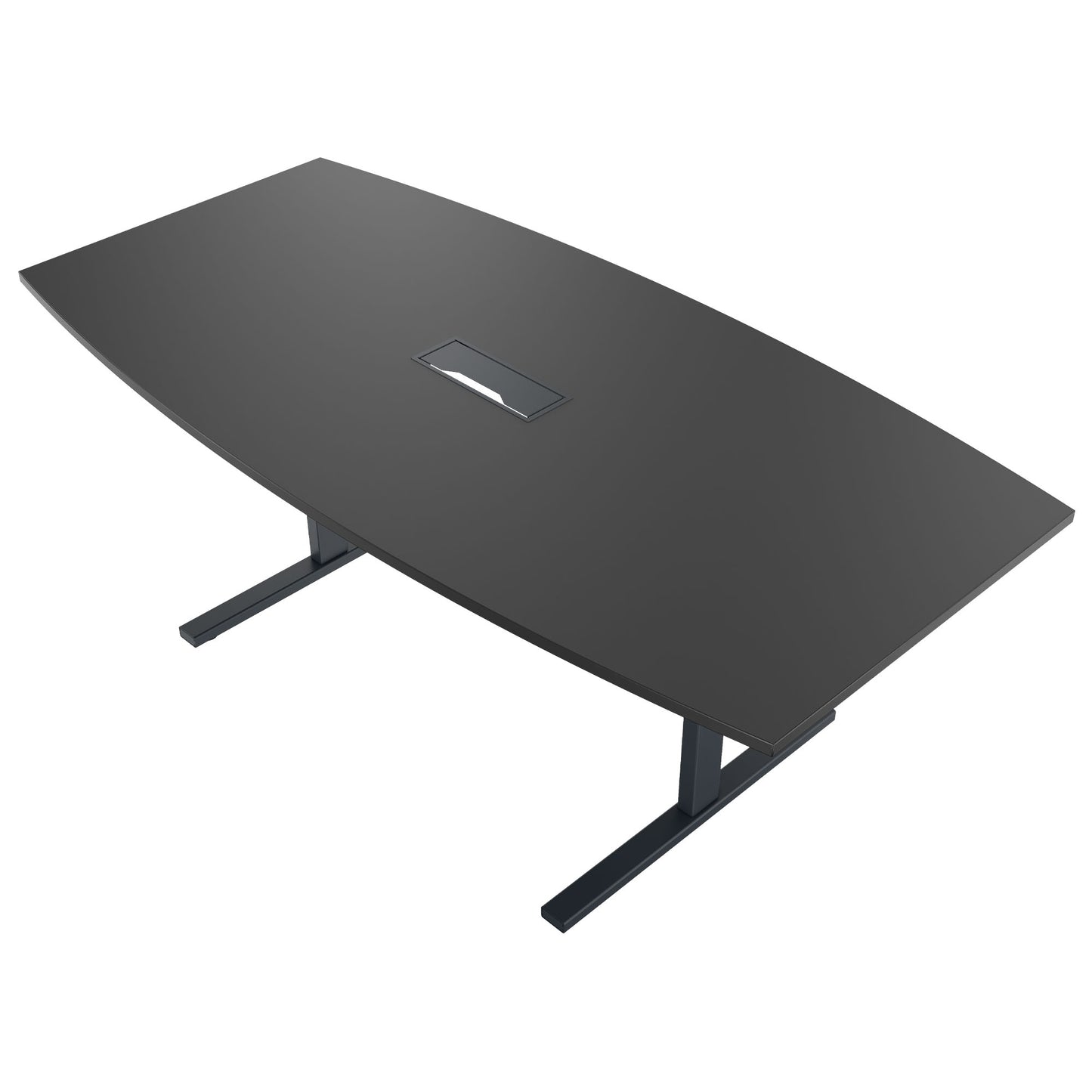 T-EASY Konferenztisch | Bootsform, 1800 - 2400 mm (6 - 10 Personen), Kabelklappe optional, Anthrazit
