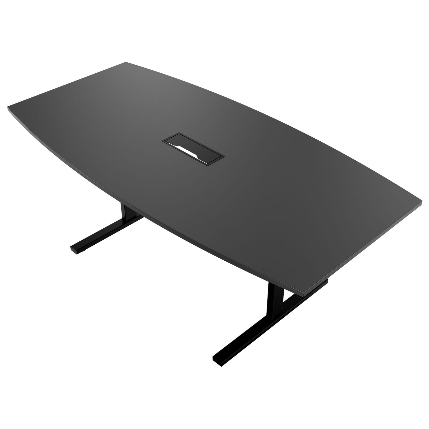 T-EASY Konferenztisch | Bootsform, 1800 - 2400 mm (6 - 10 Personen), Kabelklappe optional, Anthrazit