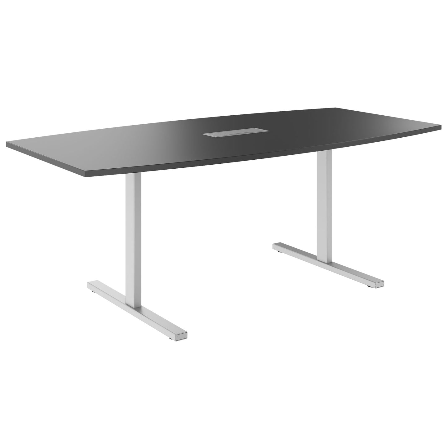 T-EASY Konferenztisch | Bootsform, 1800 - 2400 mm (6 - 10 Personen), Kabelklappe optional, Anthrazit