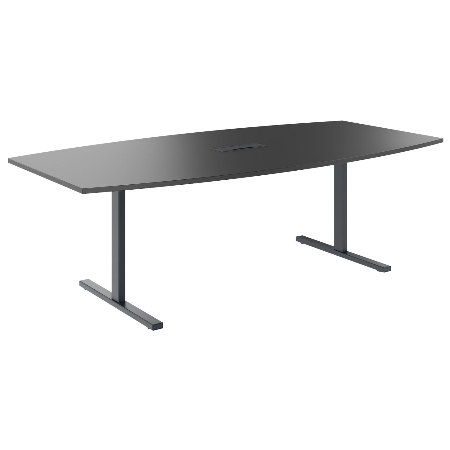 T-EASY Konferenztisch | Bootsform, 1800 - 2400 mm (6 - 10 Personen), Kabelklappe optional, Anthrazit