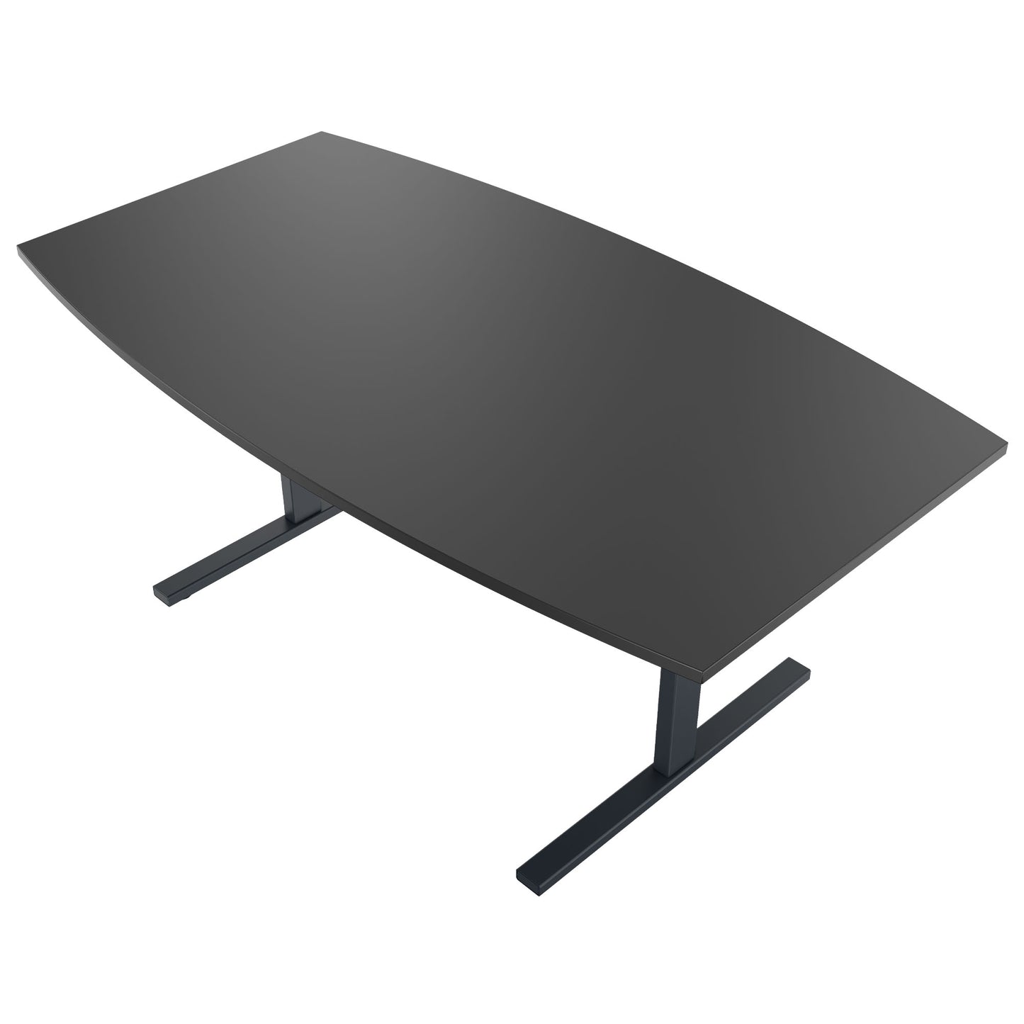 T-EASY Konferenztisch | Bootsform, 1800 - 2400 mm (6 - 10 Personen), Kabelklappe optional, Anthrazit
