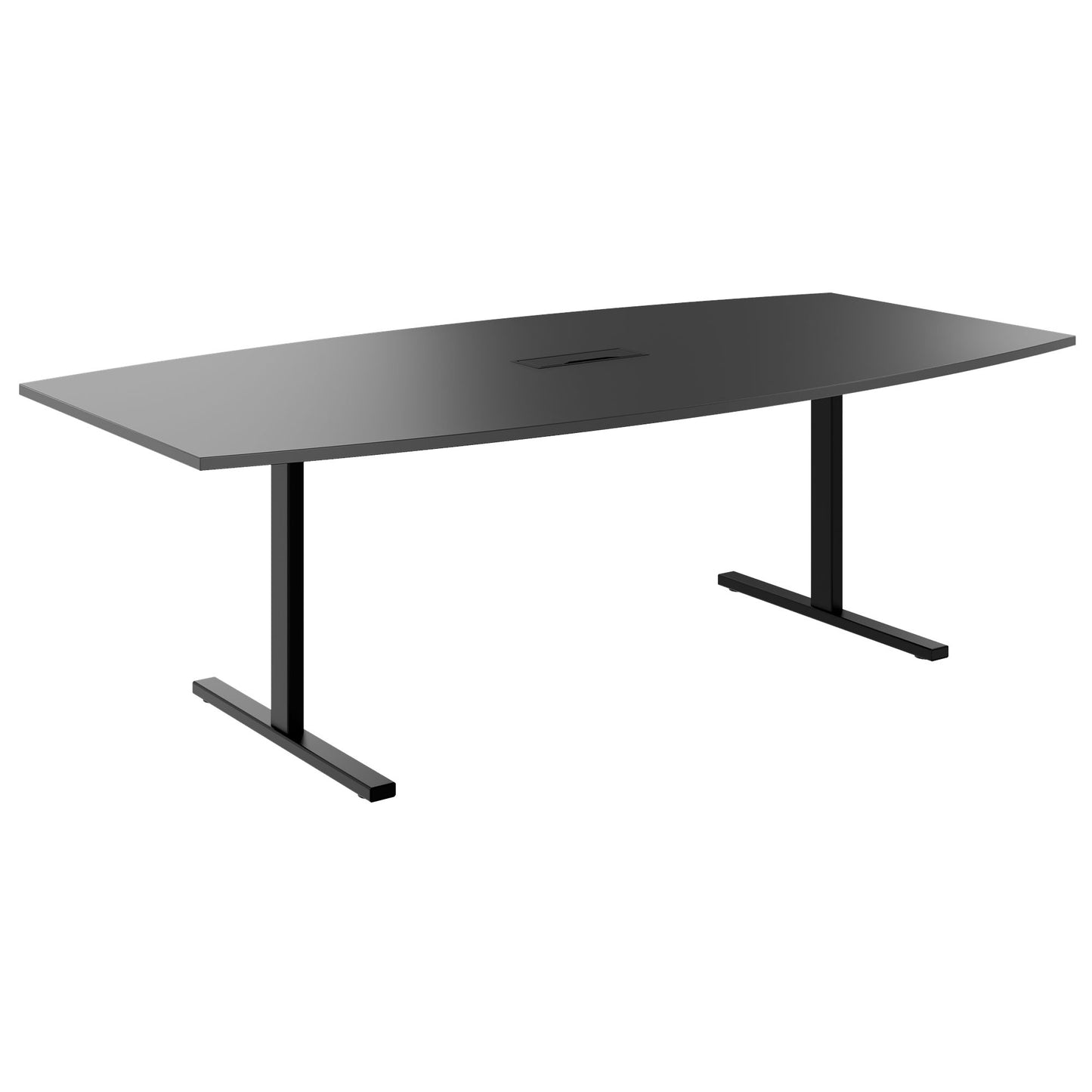 T-EASY Konferenztisch | Bootsform, 1800 - 2400 mm (6 - 10 Personen), Kabelklappe optional, Anthrazit