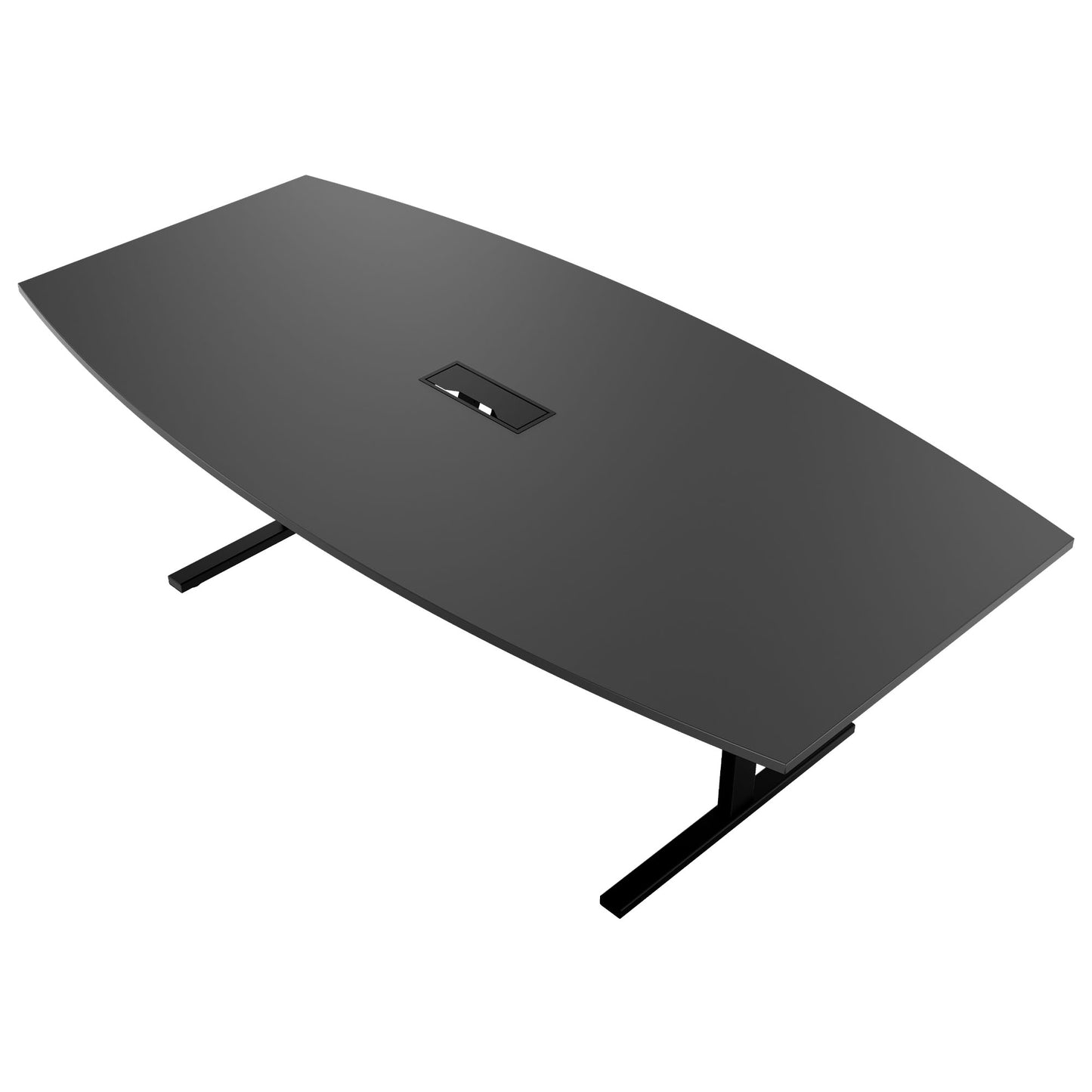 T-EASY Konferenztisch | Bootsform, 1800 - 2400 mm (6 - 10 Personen), Kabelklappe optional, Anthrazit