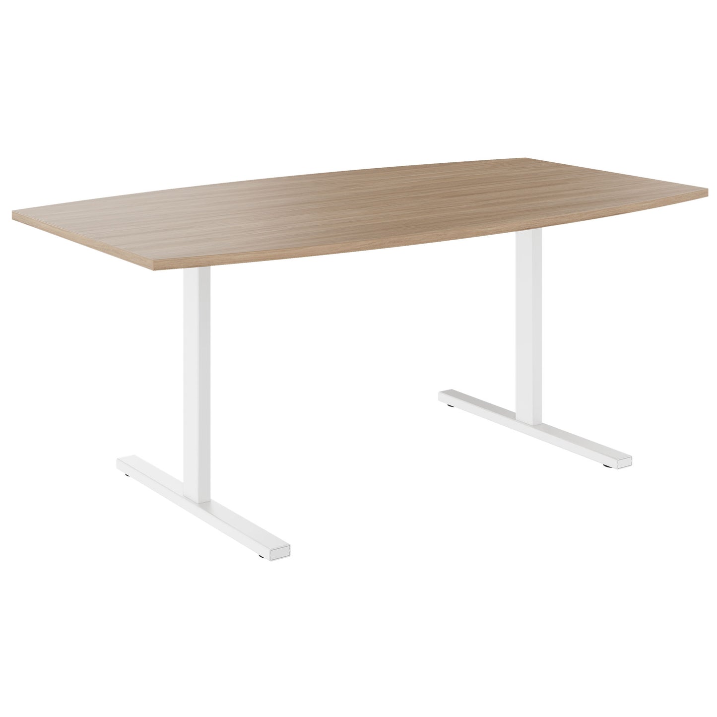 T-EASY conference table | boat shape, 1800 - 2400 mm (6 - 10 persons), cable flap optional, amber oak