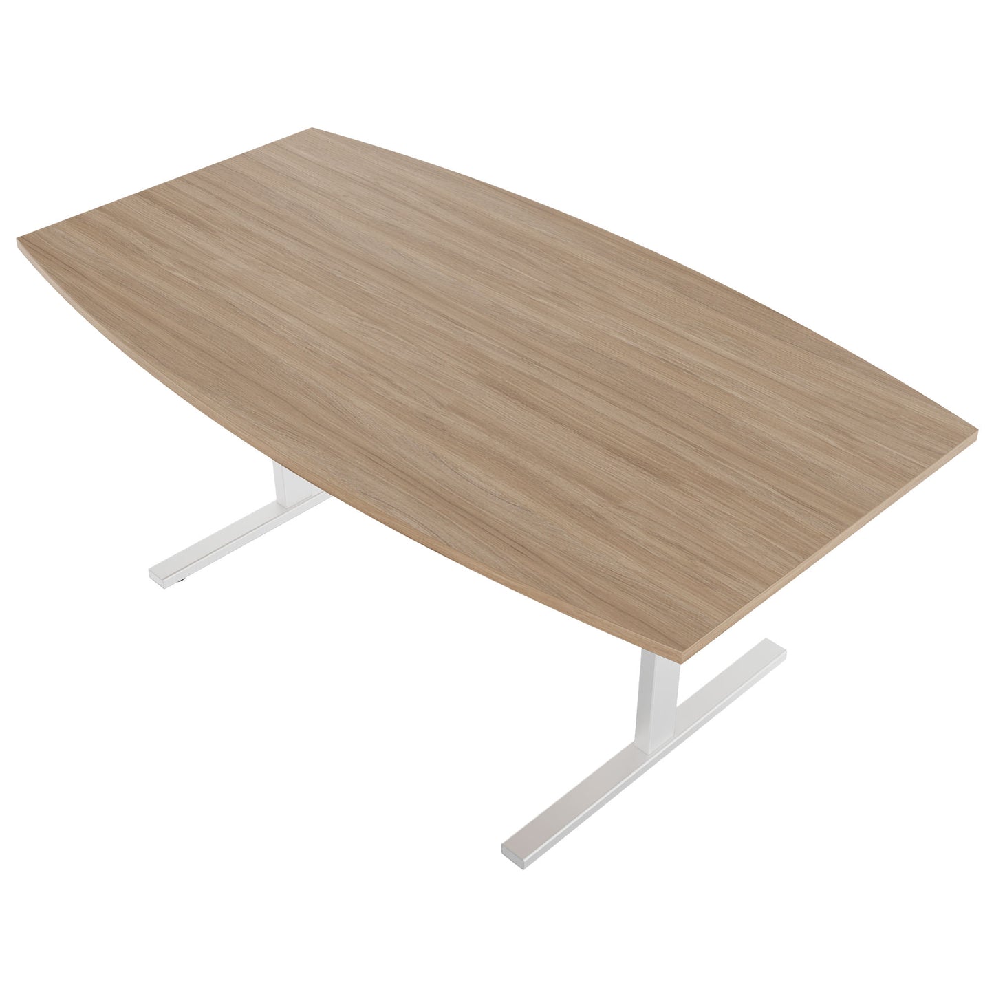 T-EASY conference table | boat shape, 1800 - 2400 mm (6 - 10 persons), cable flap optional, amber oak
