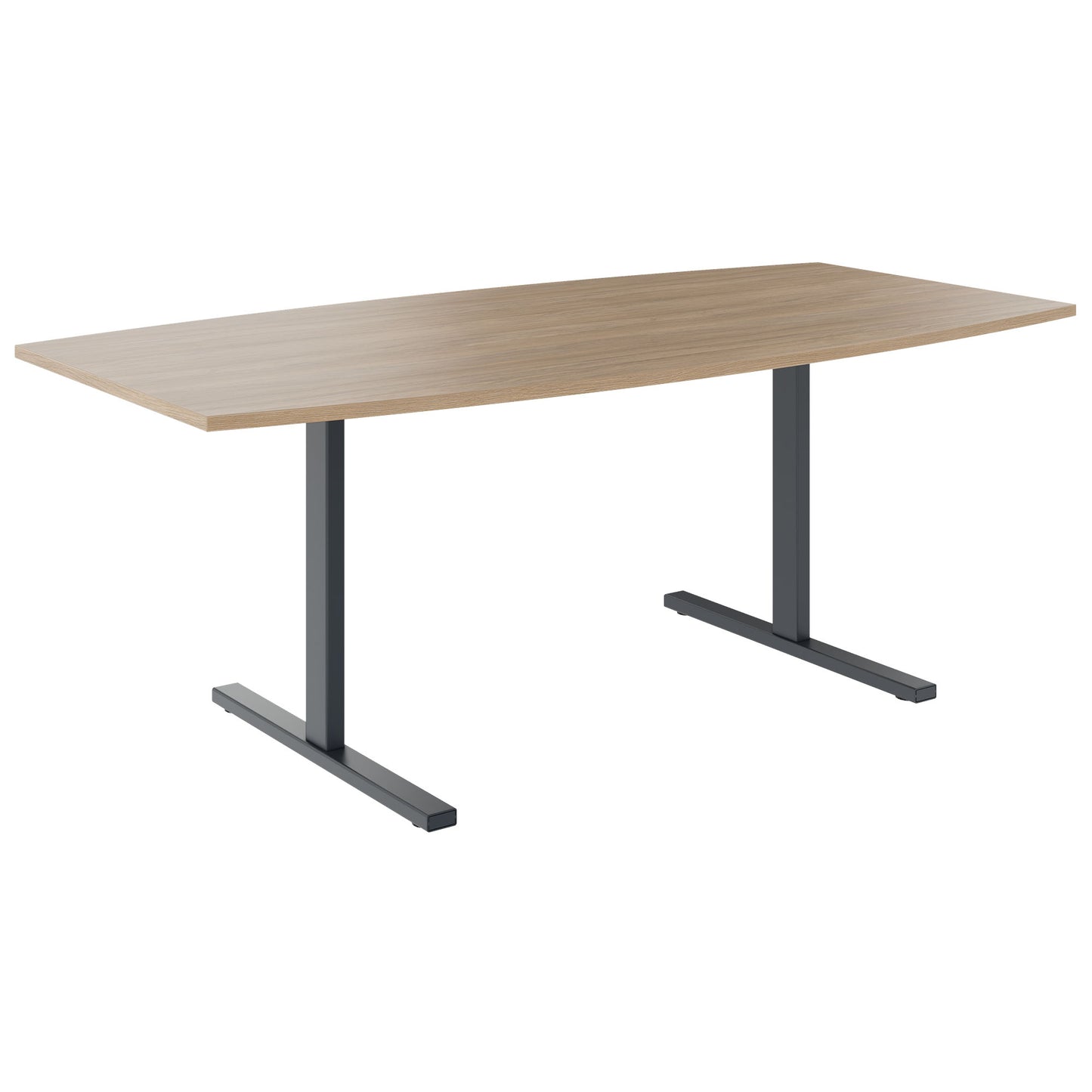 T-EASY conference table | boat shape, 1800 - 2400 mm (6 - 10 persons), cable flap optional, amber oak