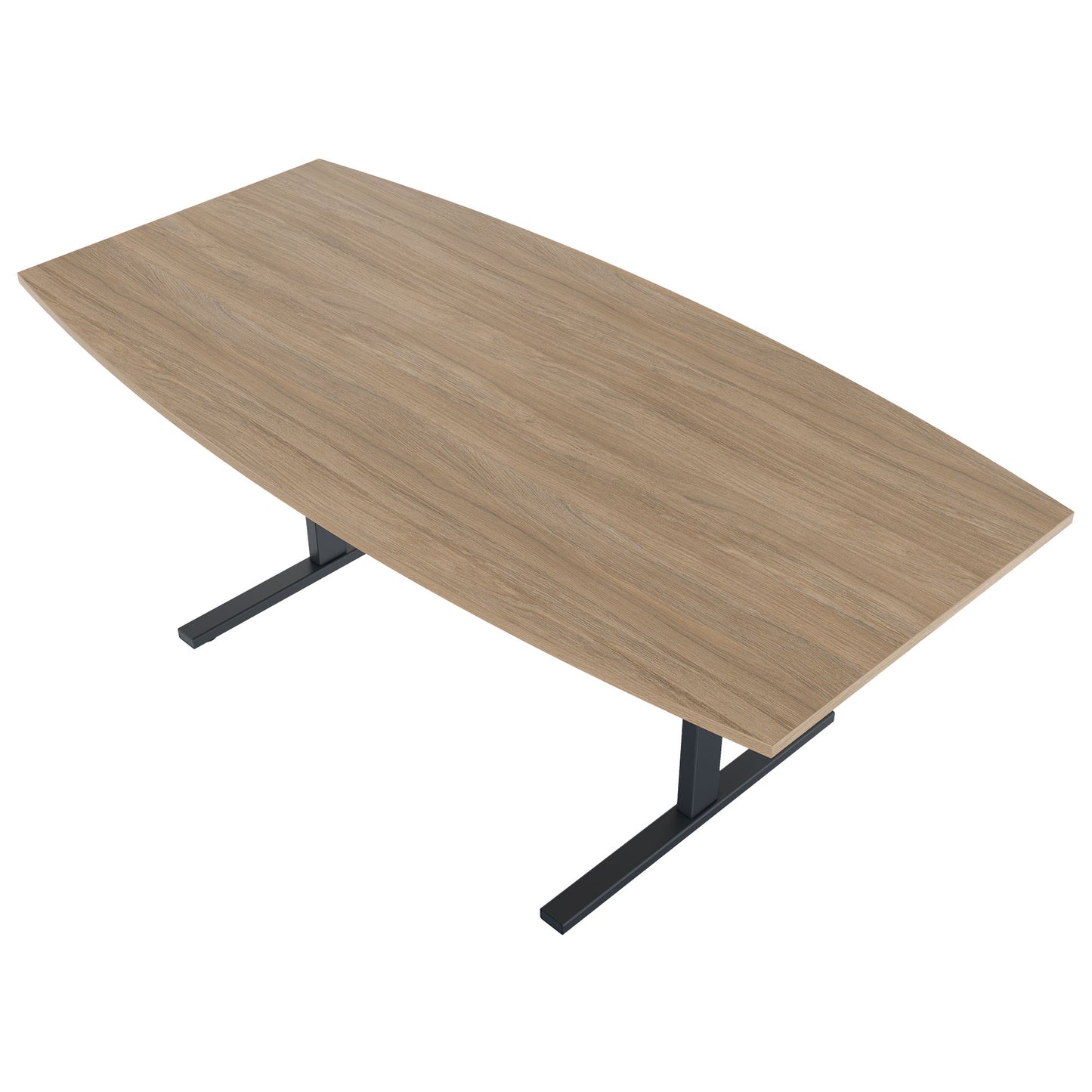 T-EASY conference table | boat shape, 1800 - 2400 mm (6 - 10 persons), cable flap optional, amber oak