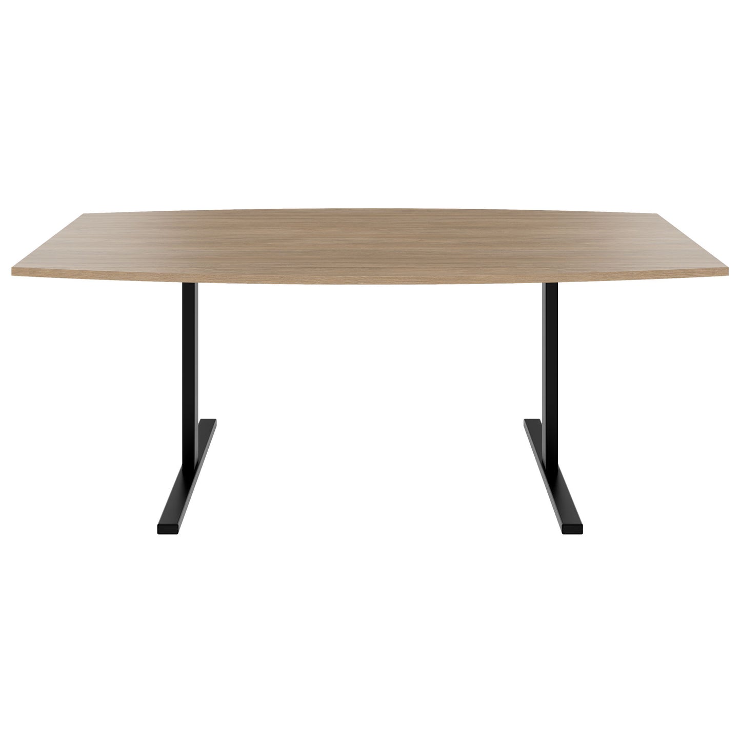 T-EASY conference table | boat shape, 1800 - 2400 mm (6 - 10 persons), cable flap optional, amber oak