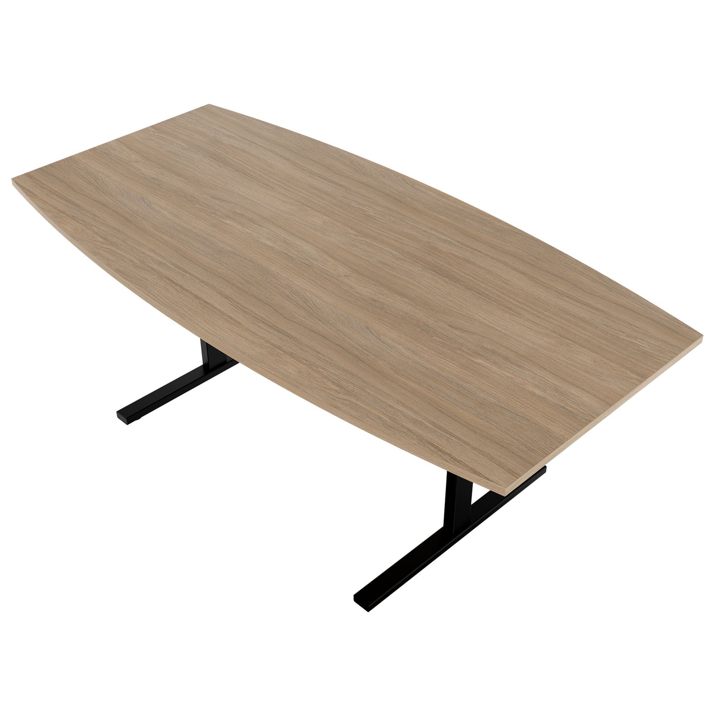 T-EASY conference table | boat shape, 1800 - 2400 mm (6 - 10 persons), cable flap optional, amber oak