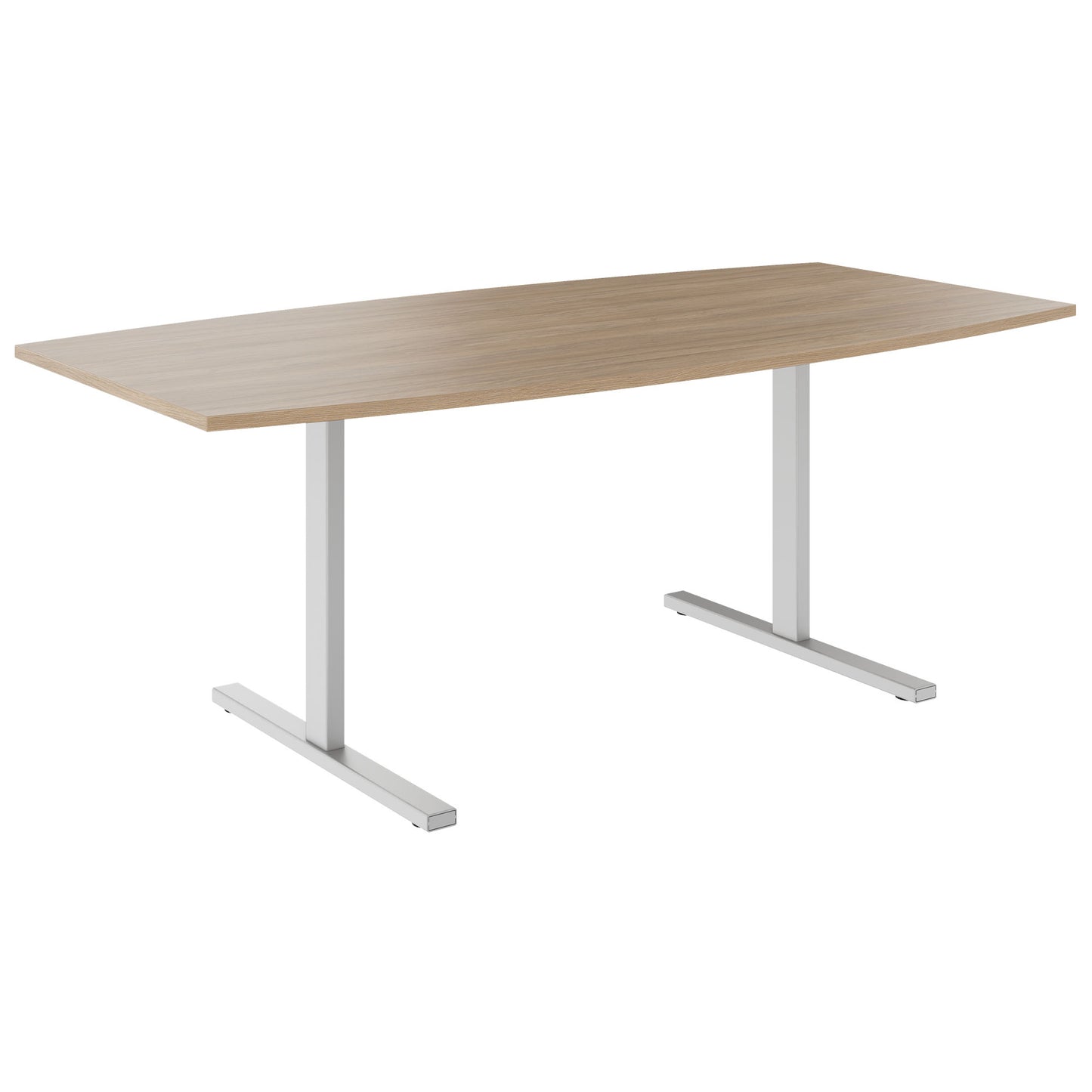 T-EASY conference table | boat shape, 1800 - 2400 mm (6 - 10 persons), cable flap optional, amber oak