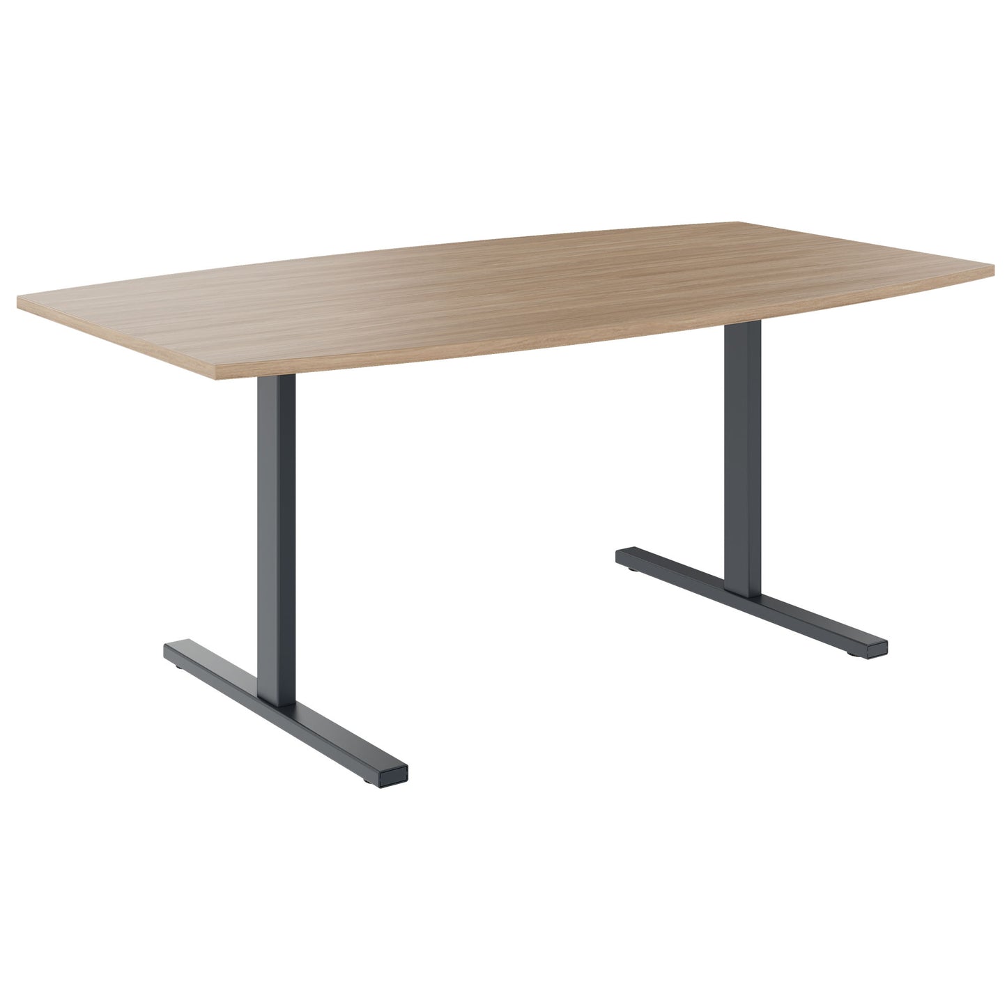 T-EASY conference table | boat shape, 1800 - 2400 mm (6 - 10 persons), cable flap optional, amber oak