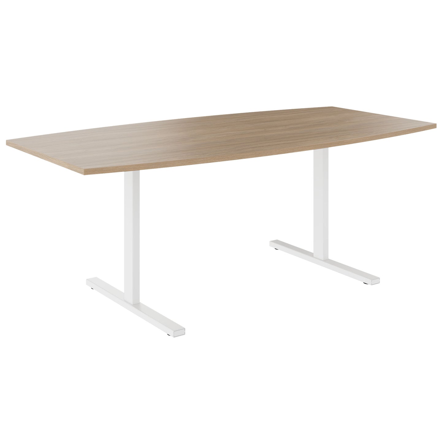 T-EASY conference table | boat shape, 1800 - 2400 mm (6 - 10 persons), cable flap optional, amber oak