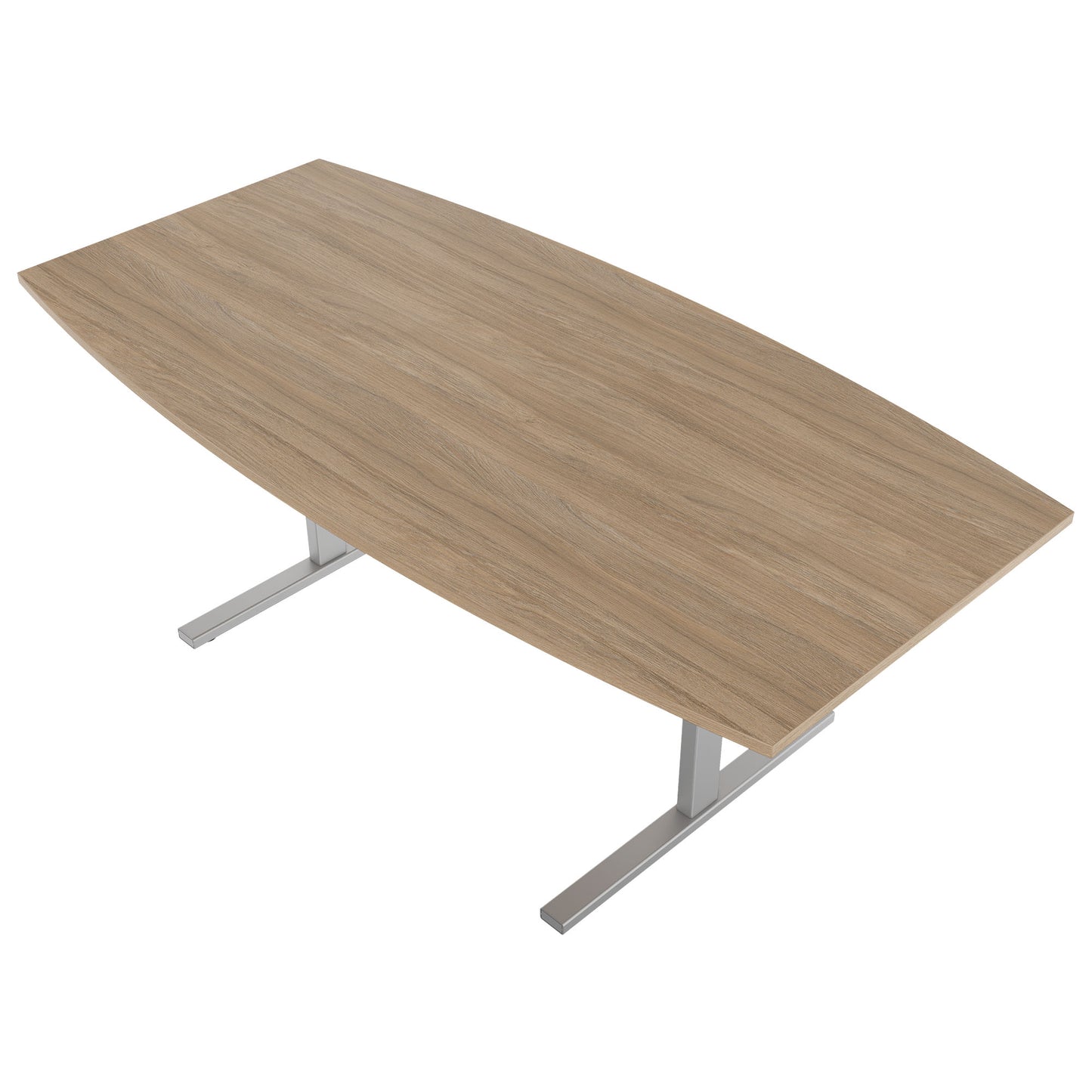 T-EASY conference table | boat shape, 1800 - 2400 mm (6 - 10 persons), cable flap optional, amber oak