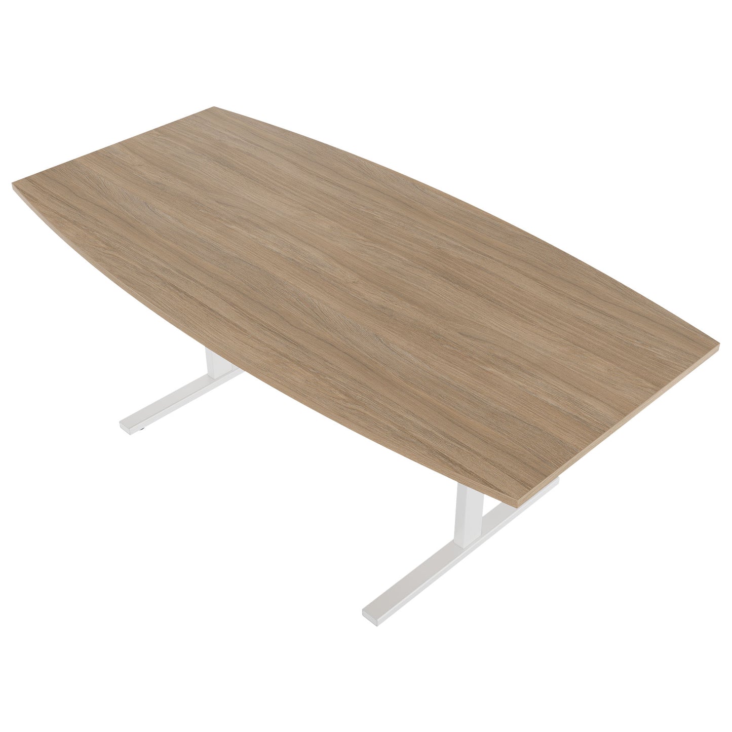 T-EASY conference table | boat shape, 1800 - 2400 mm (6 - 10 persons), cable flap optional, amber oak