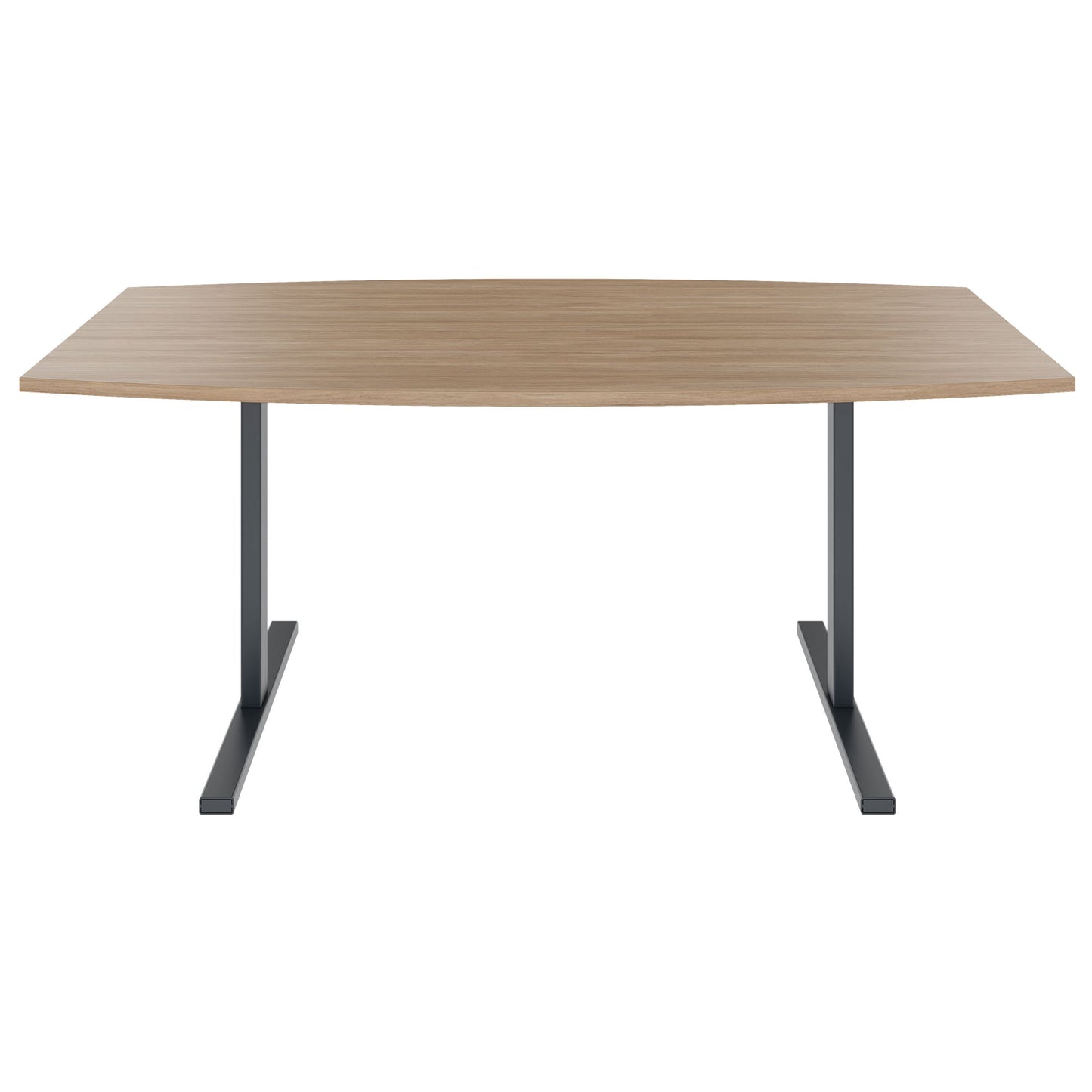 T-EASY conference table | boat shape, 1800 - 2400 mm (6 - 10 persons), cable flap optional, amber oak