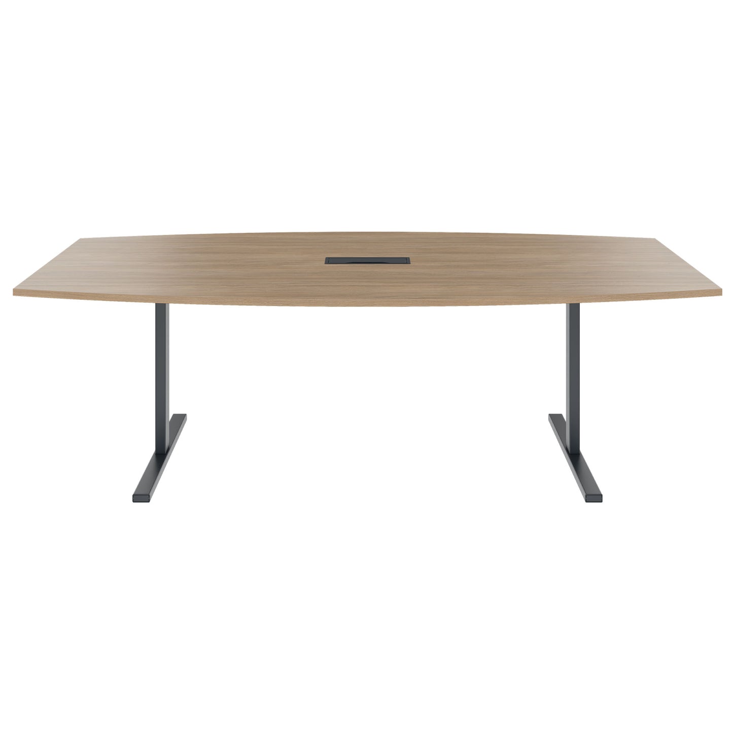 T-EASY conference table | boat shape, 1800 - 2400 mm (6 - 10 persons), cable flap optional, amber oak