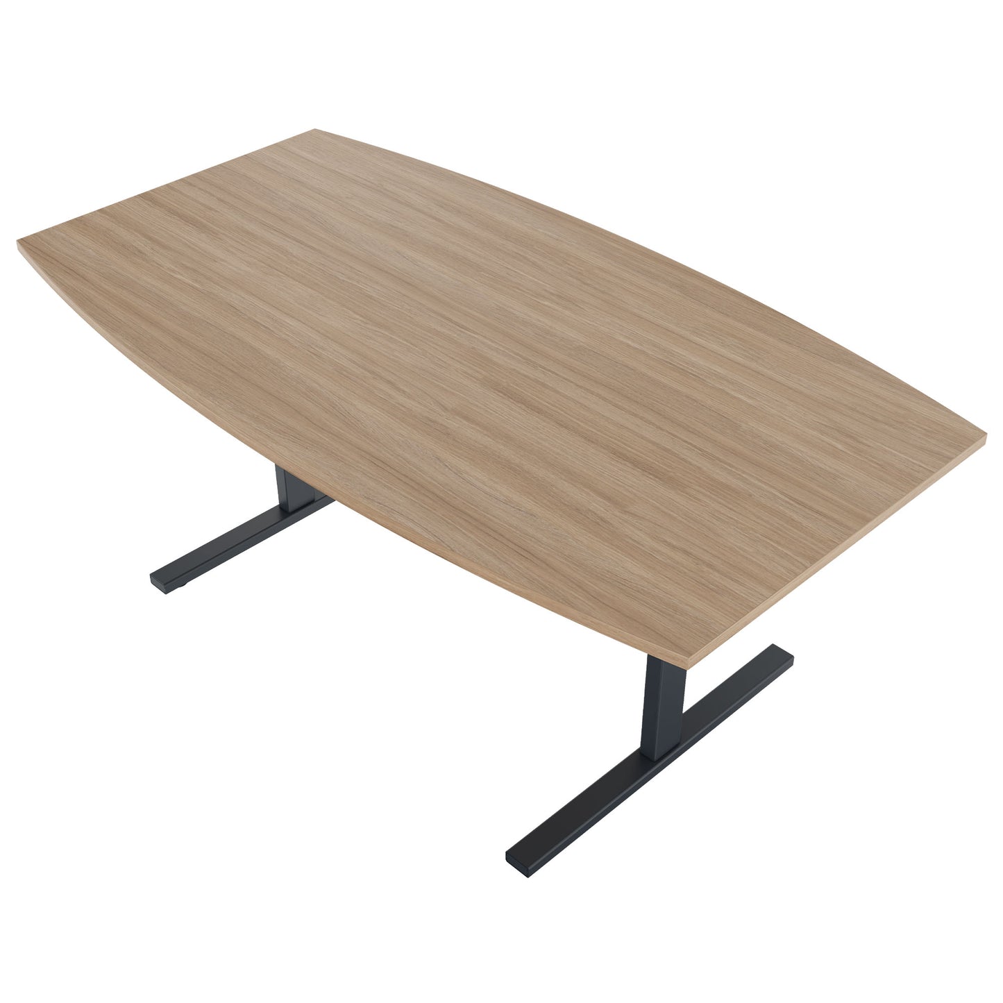 T-EASY conference table | boat shape, 1800 - 2400 mm (6 - 10 persons), cable flap optional, amber oak
