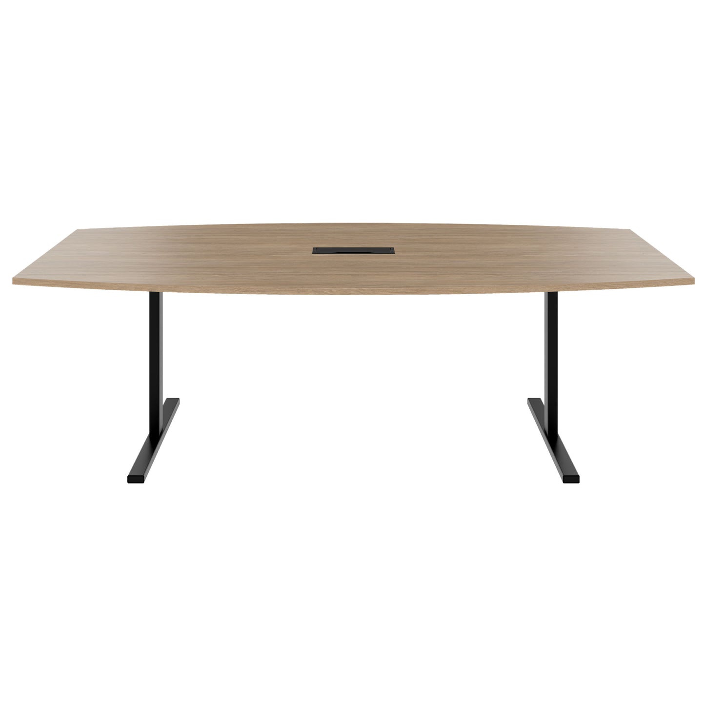 T-EASY conference table | boat shape, 1800 - 2400 mm (6 - 10 persons), cable flap optional, amber oak