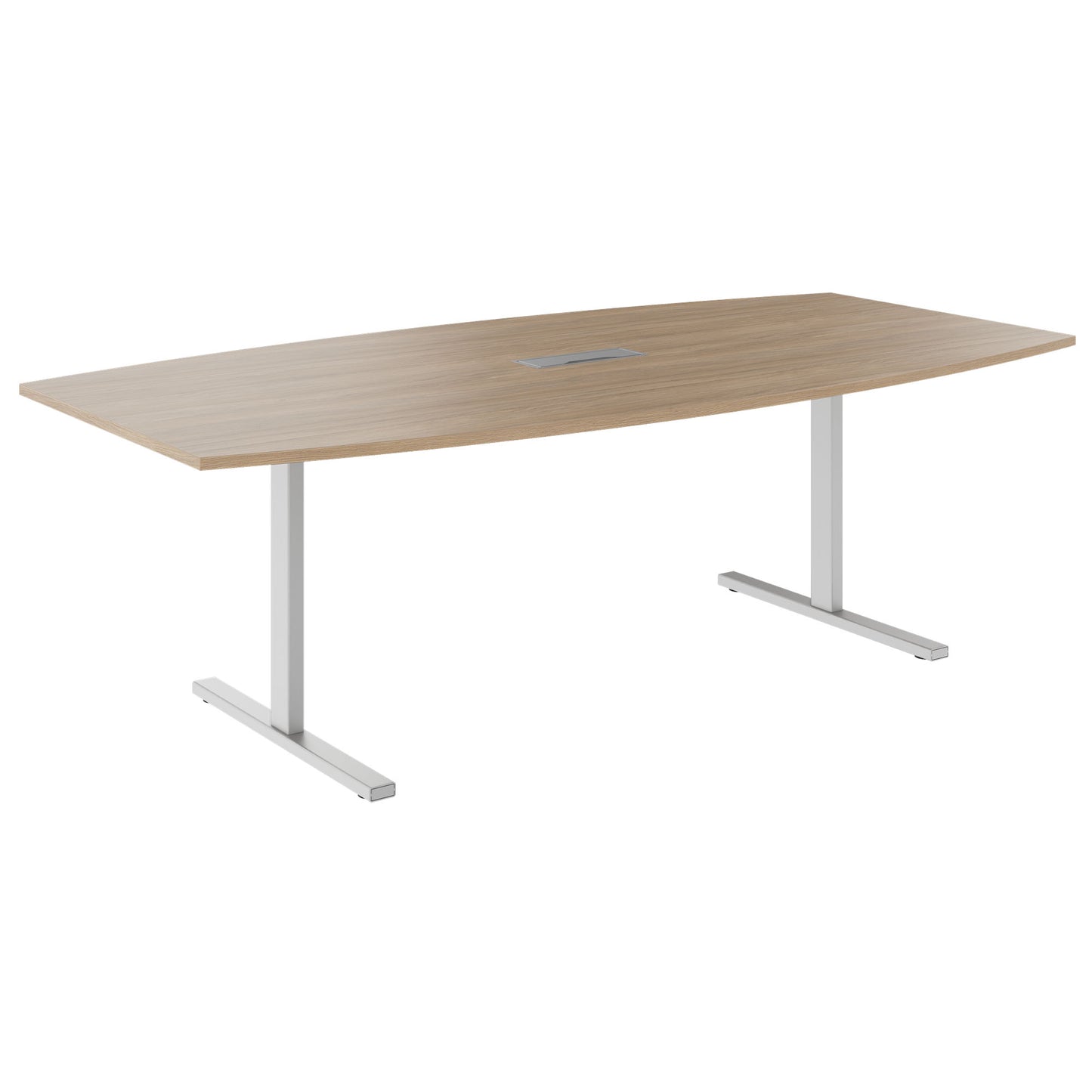 T-EASY conference table | boat shape, 1800 - 2400 mm (6 - 10 persons), cable flap optional, amber oak
