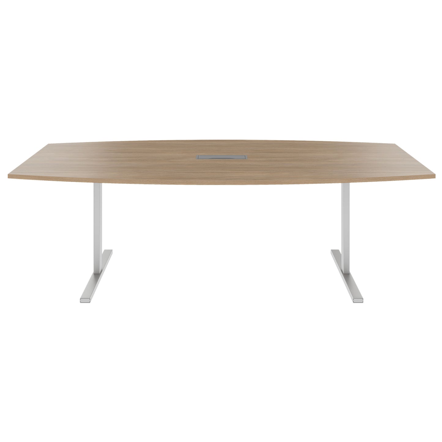 T-EASY conference table | boat shape, 1800 - 2400 mm (6 - 10 persons), cable flap optional, amber oak