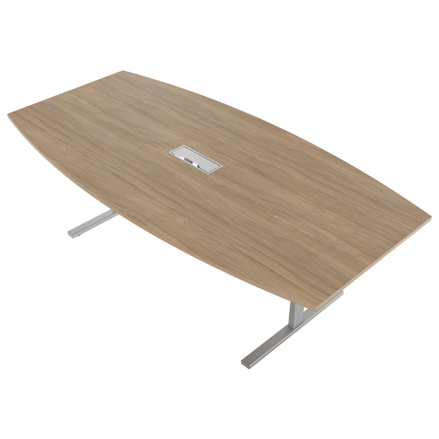 T-EASY conference table | boat shape, 1800 - 2400 mm (6 - 10 persons), cable flap optional, amber oak