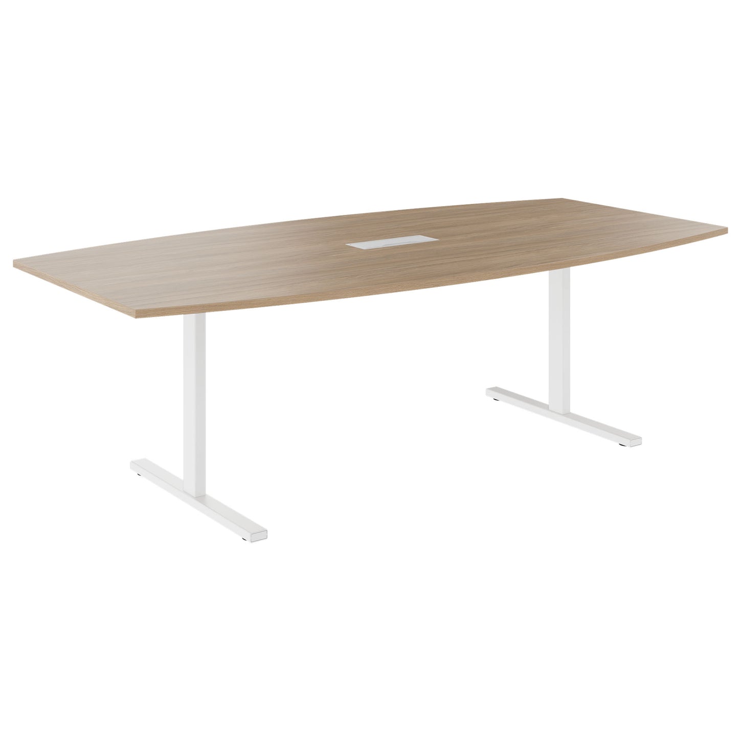 T-EASY conference table | boat shape, 1800 - 2400 mm (6 - 10 persons), cable flap optional, amber oak