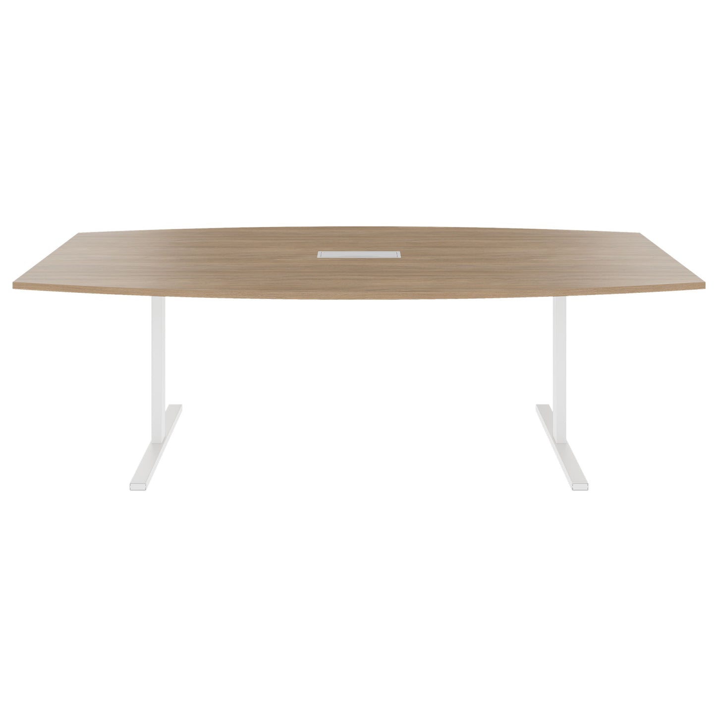 T-EASY conference table | boat shape, 1800 - 2400 mm (6 - 10 persons), cable flap optional, amber oak
