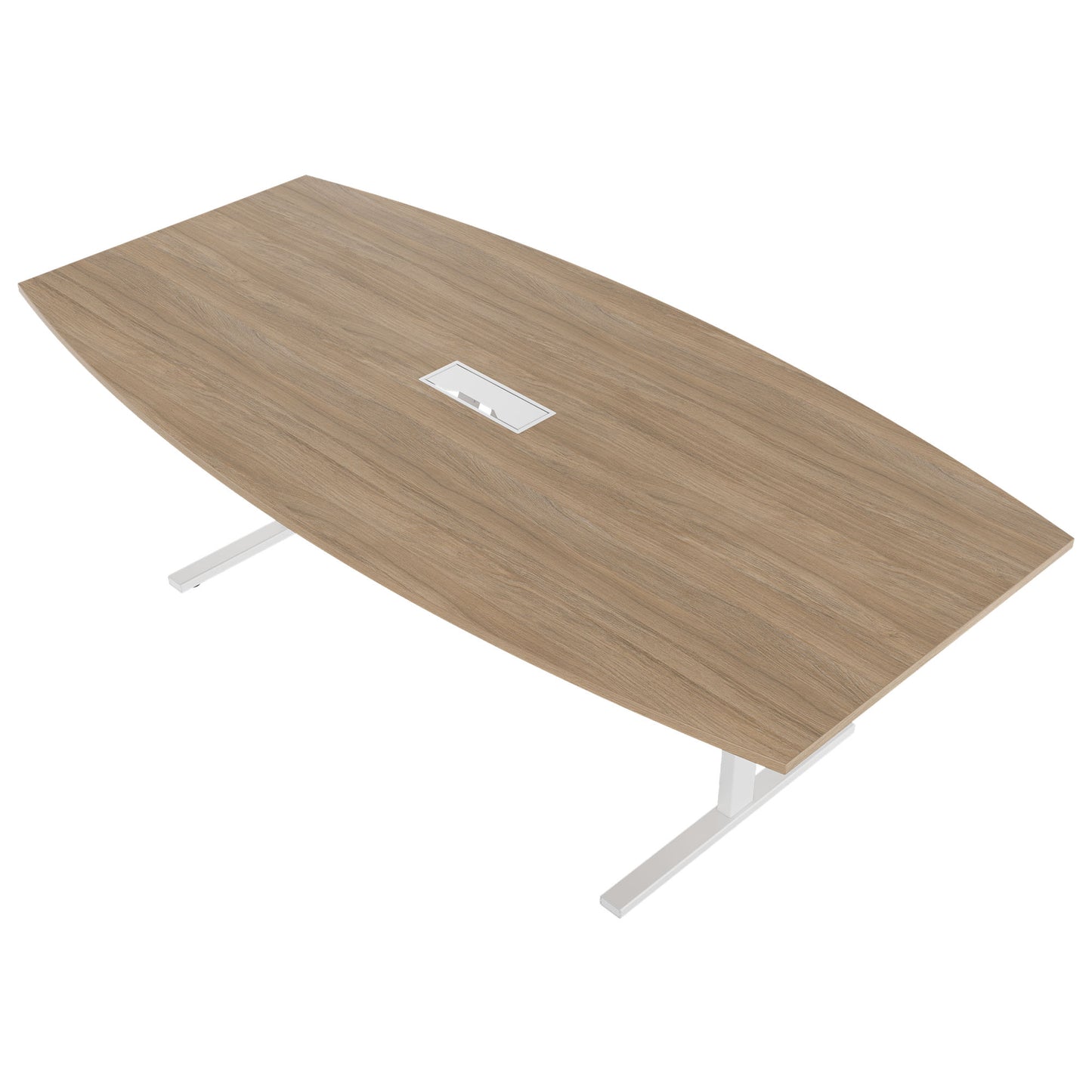 T-EASY conference table | boat shape, 1800 - 2400 mm (6 - 10 persons), cable flap optional, amber oak