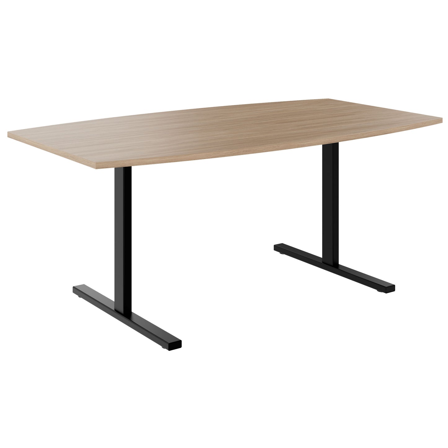 T-EASY conference table | boat shape, 1800 - 2400 mm (6 - 10 persons), cable flap optional, amber oak