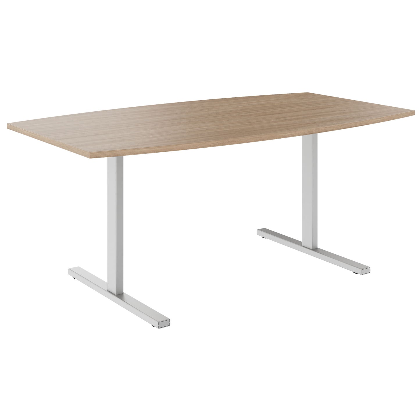 T-EASY conference table | boat shape, 1800 - 2400 mm (6 - 10 persons), cable flap optional, amber oak