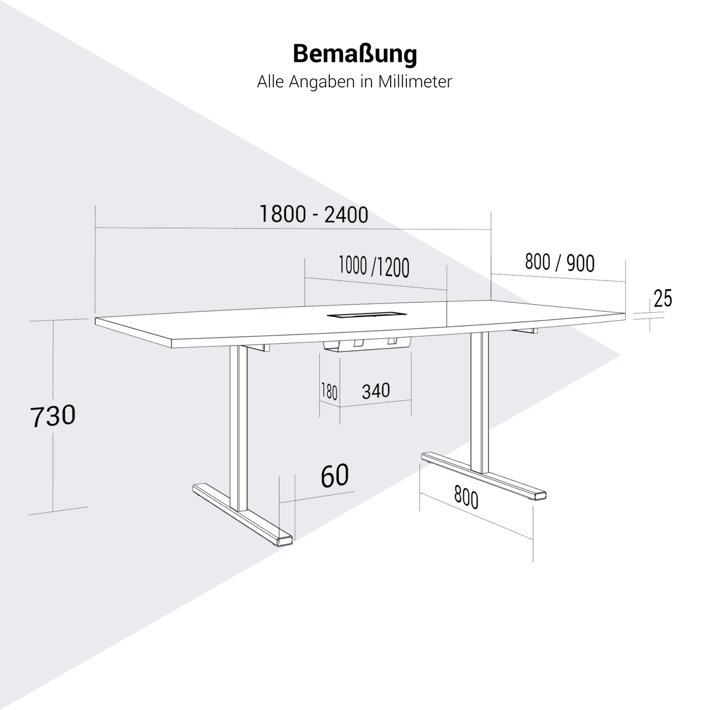 T-EASY conference table | boat shape, 1800 - 2400 mm (6 - 10 persons), cable flap optional, amber oak