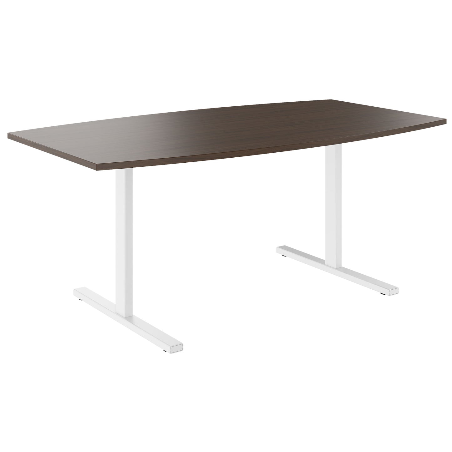 T-EASY conference table | boat shape, 1800 - 2400 mm (6 - 10 persons), cable flap optional, walnut