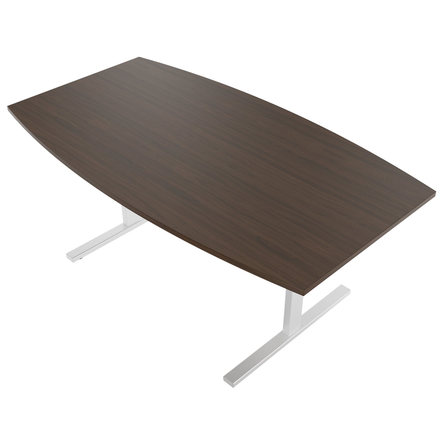 T-EASY conference table | boat shape, 1800 - 2400 mm (6 - 10 persons), cable flap optional, walnut