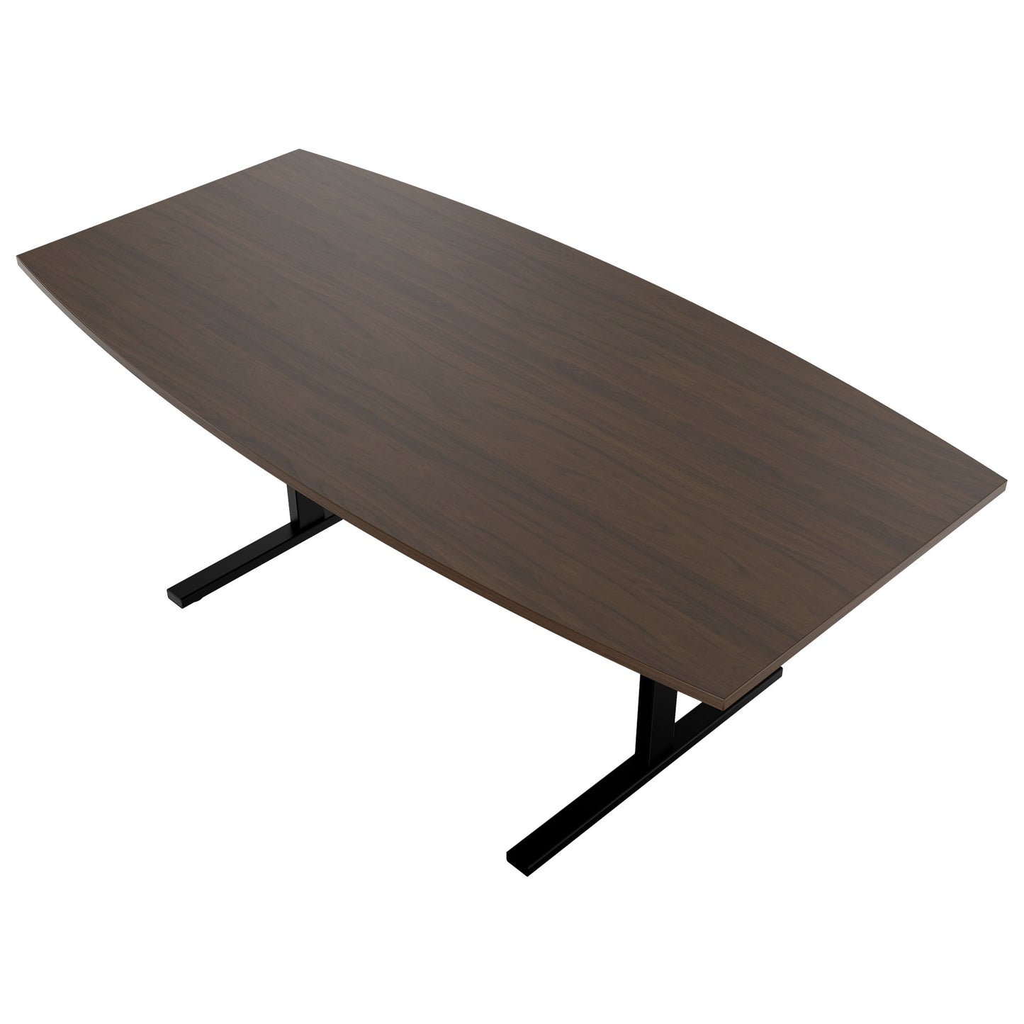 T-EASY conference table | boat shape, 1800 - 2400 mm (6 - 10 persons), cable flap optional, walnut