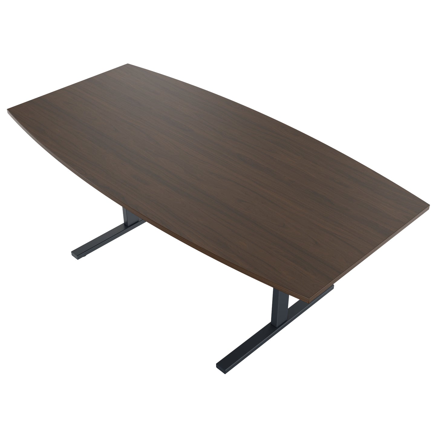 T-EASY conference table | boat shape, 1800 - 2400 mm (6 - 10 persons), cable flap optional, walnut