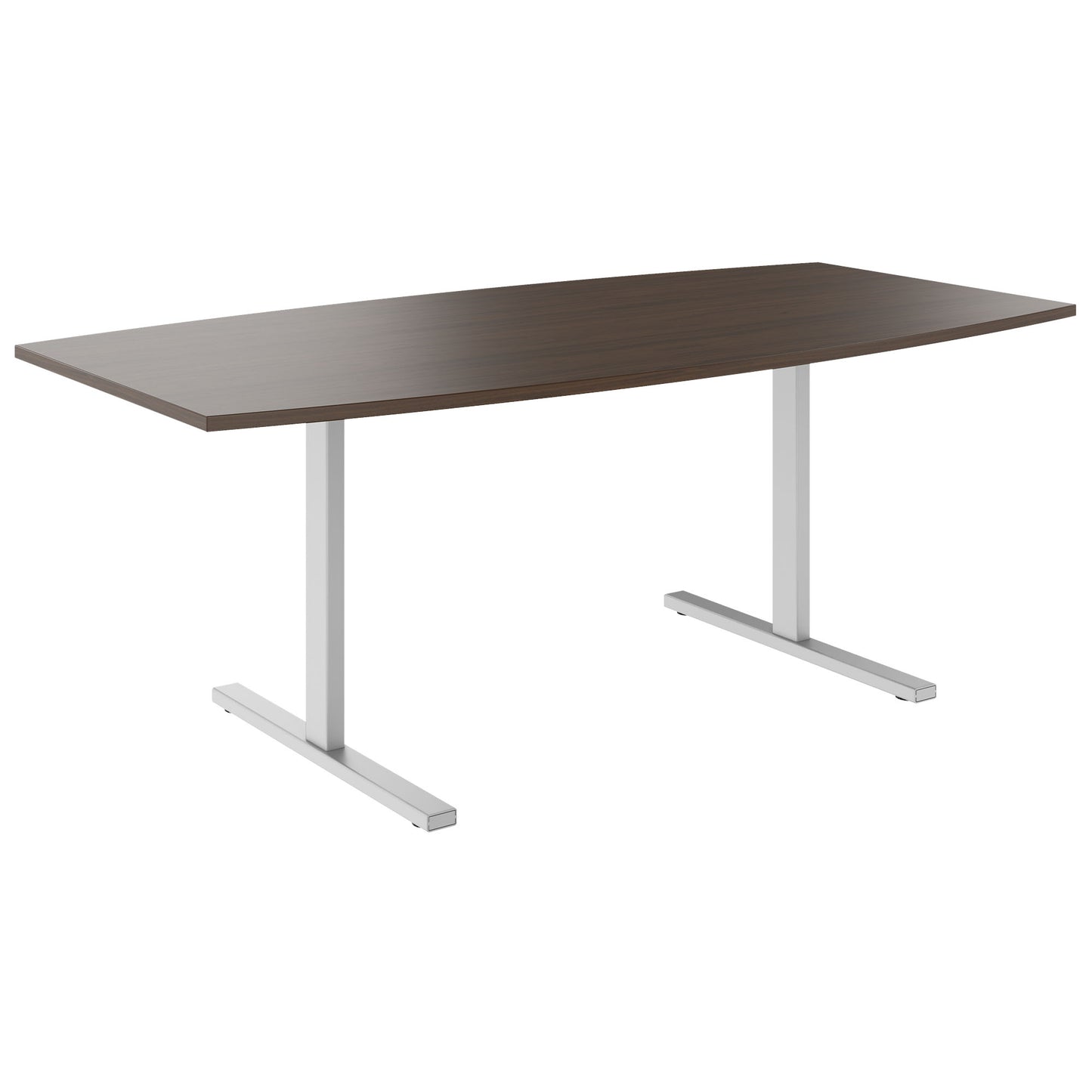 T-EASY conference table | boat shape, 1800 - 2400 mm (6 - 10 persons), cable flap optional, walnut