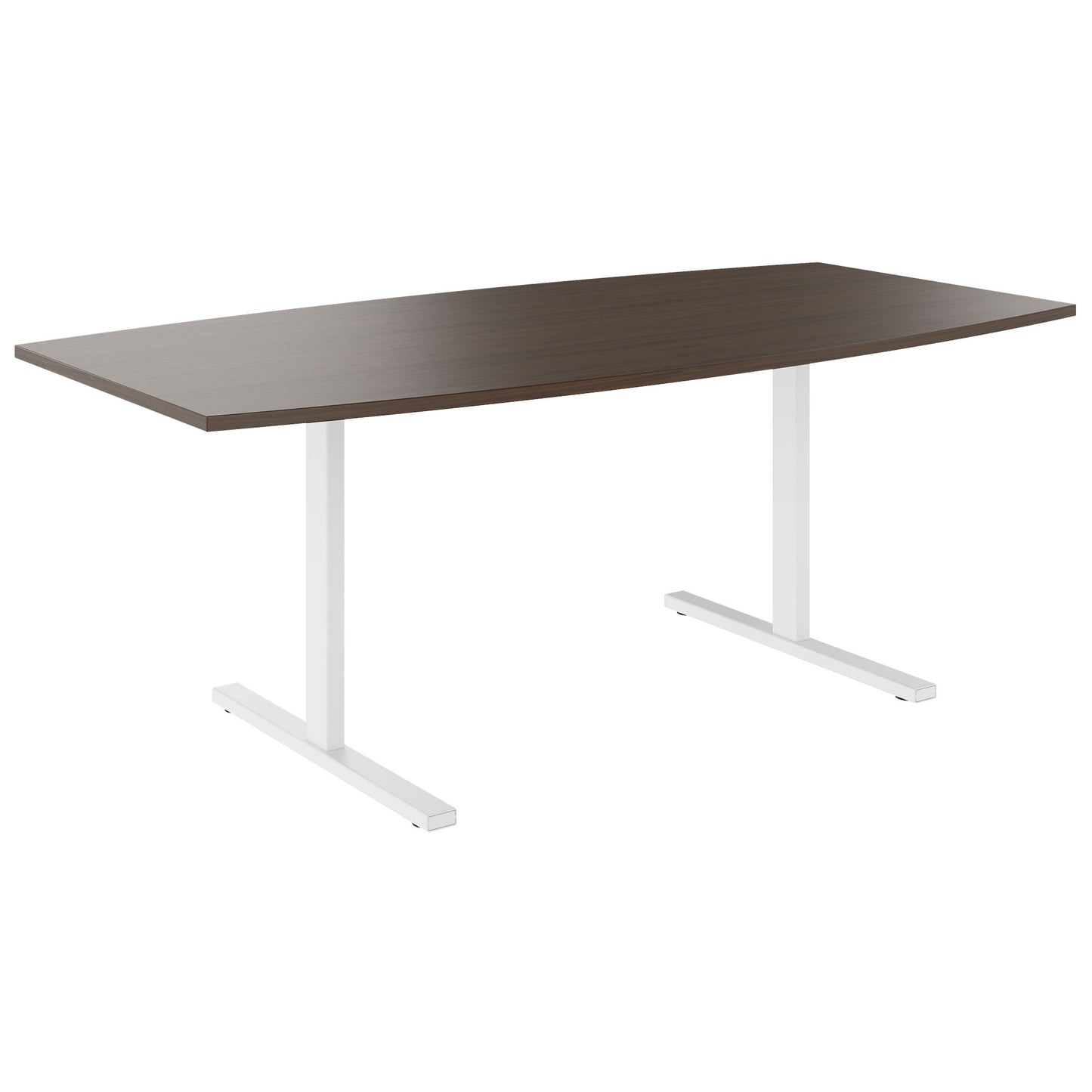 T-EASY conference table | boat shape, 1800 - 2400 mm (6 - 10 persons), cable flap optional, walnut